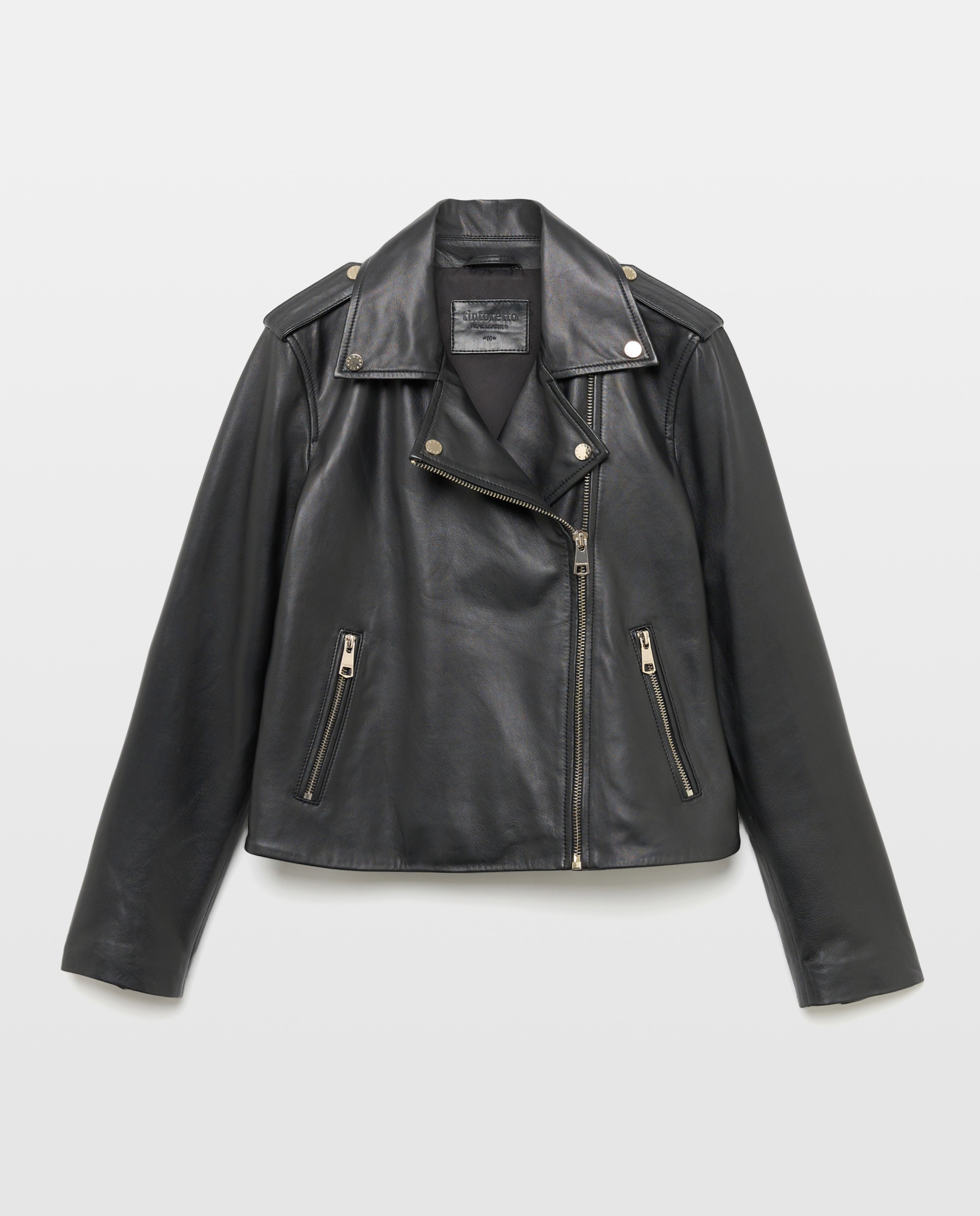 Blusão Biker em Pele com Aba e Mini Bolso Preto-5