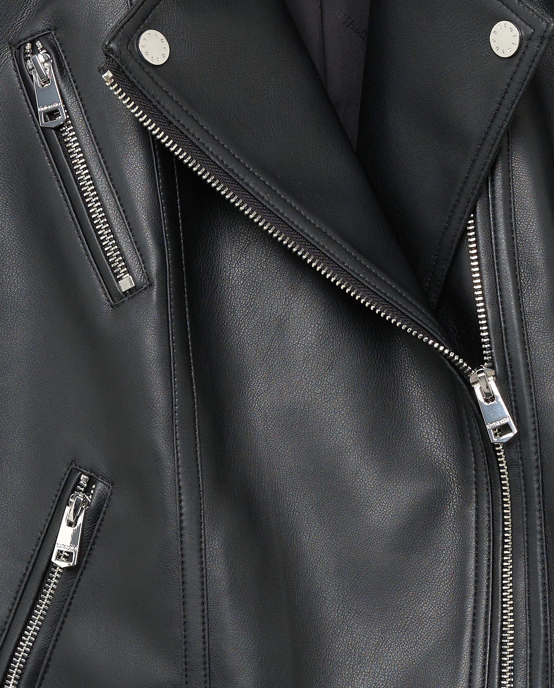 Cazadora biker de mujer con solapa efecto piel - Tintoretto - Negro Negro-6