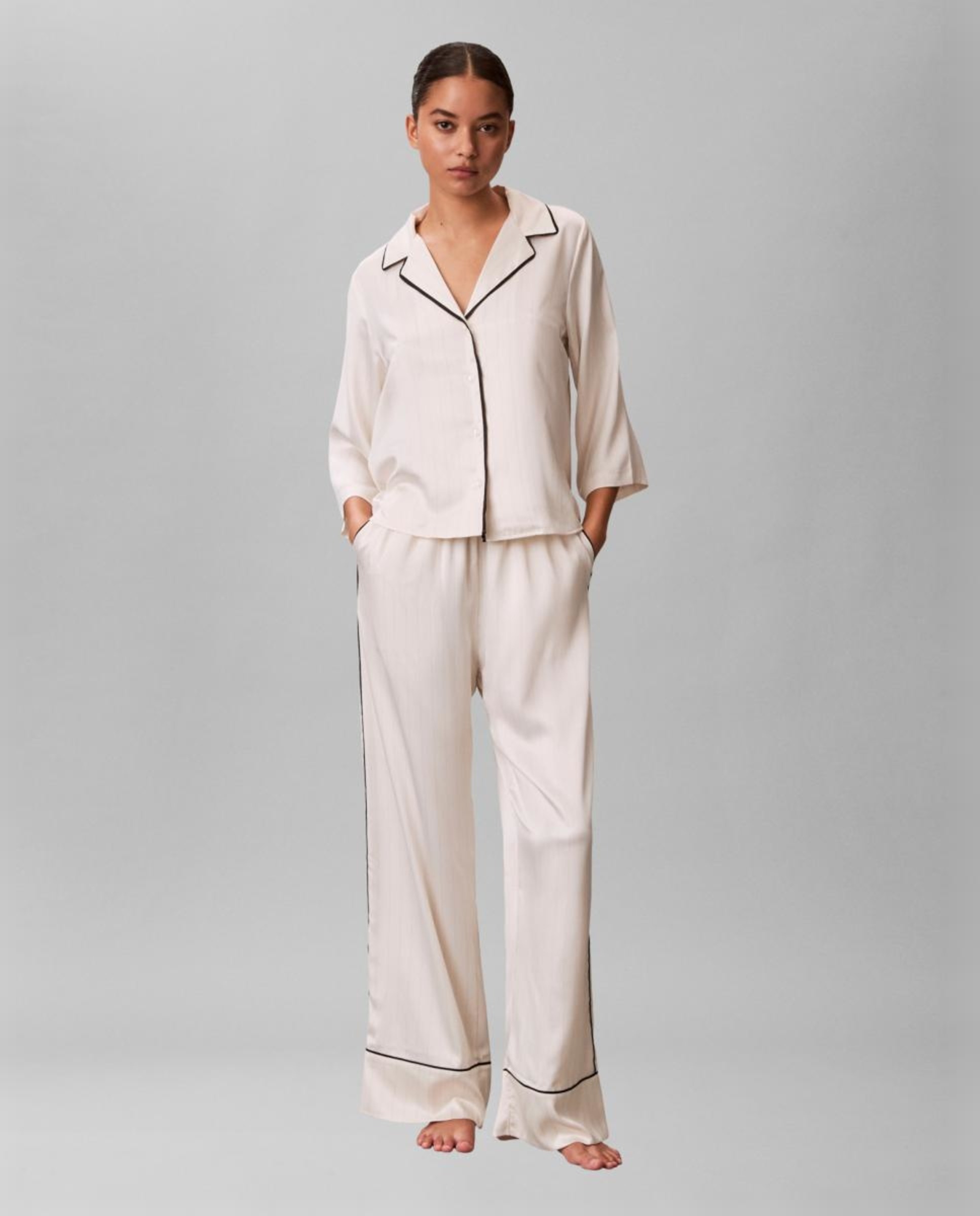 Camisa de Pijama Satin Sheen Branco-6