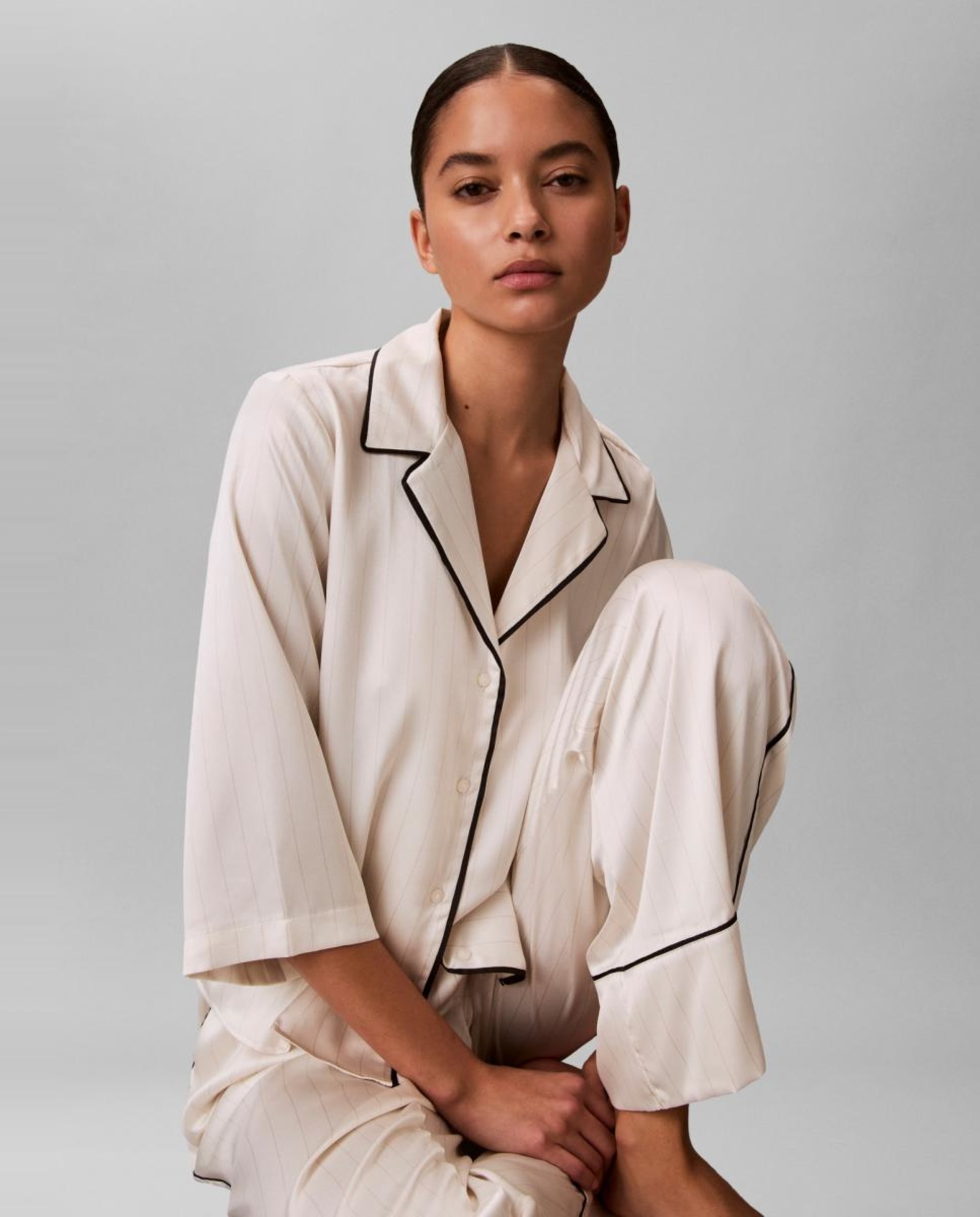 Camisa de Pijama Satin Sheen Branco-3