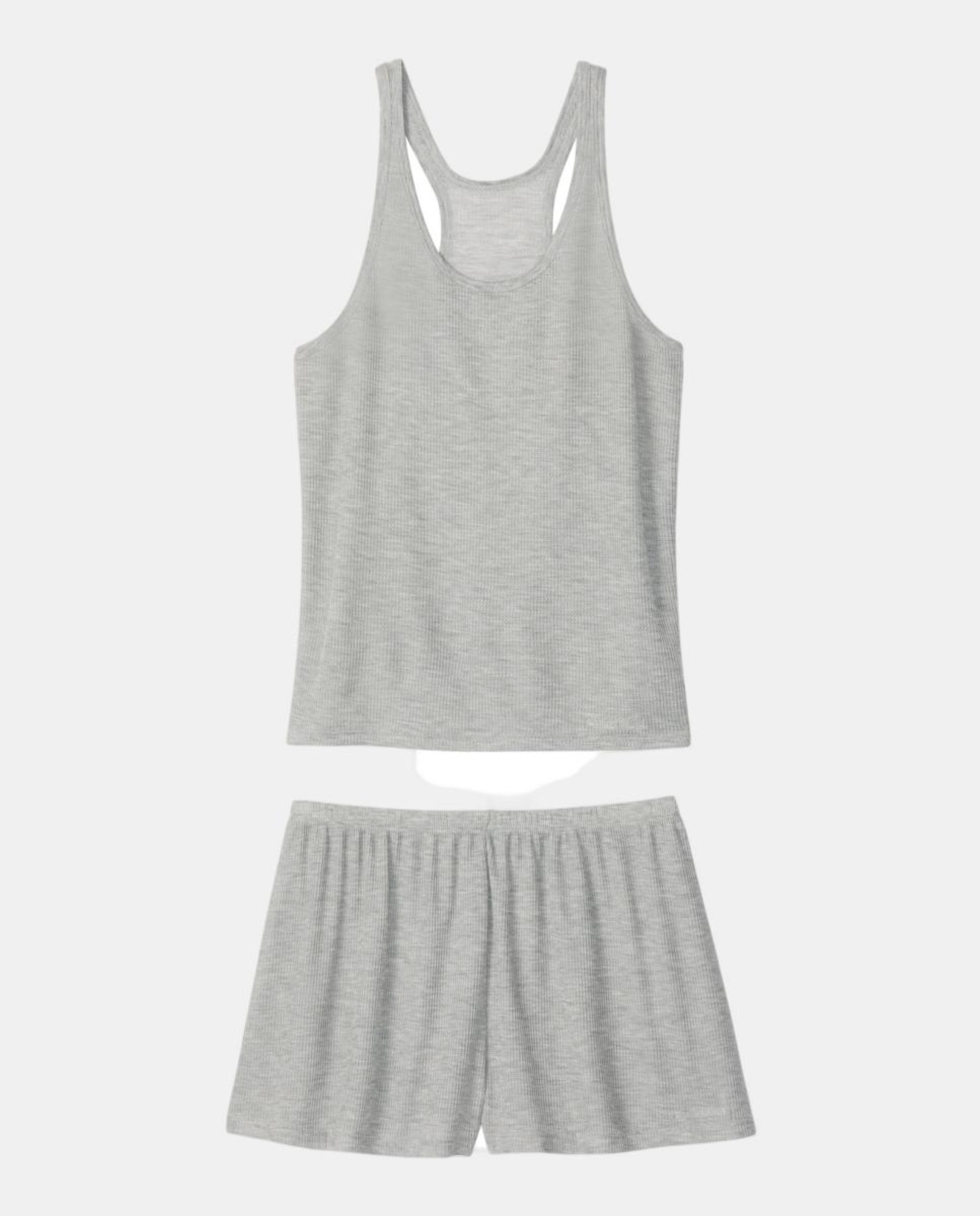 Conjunto de Pijama Curto Light Weight Waffle Cinzento-5