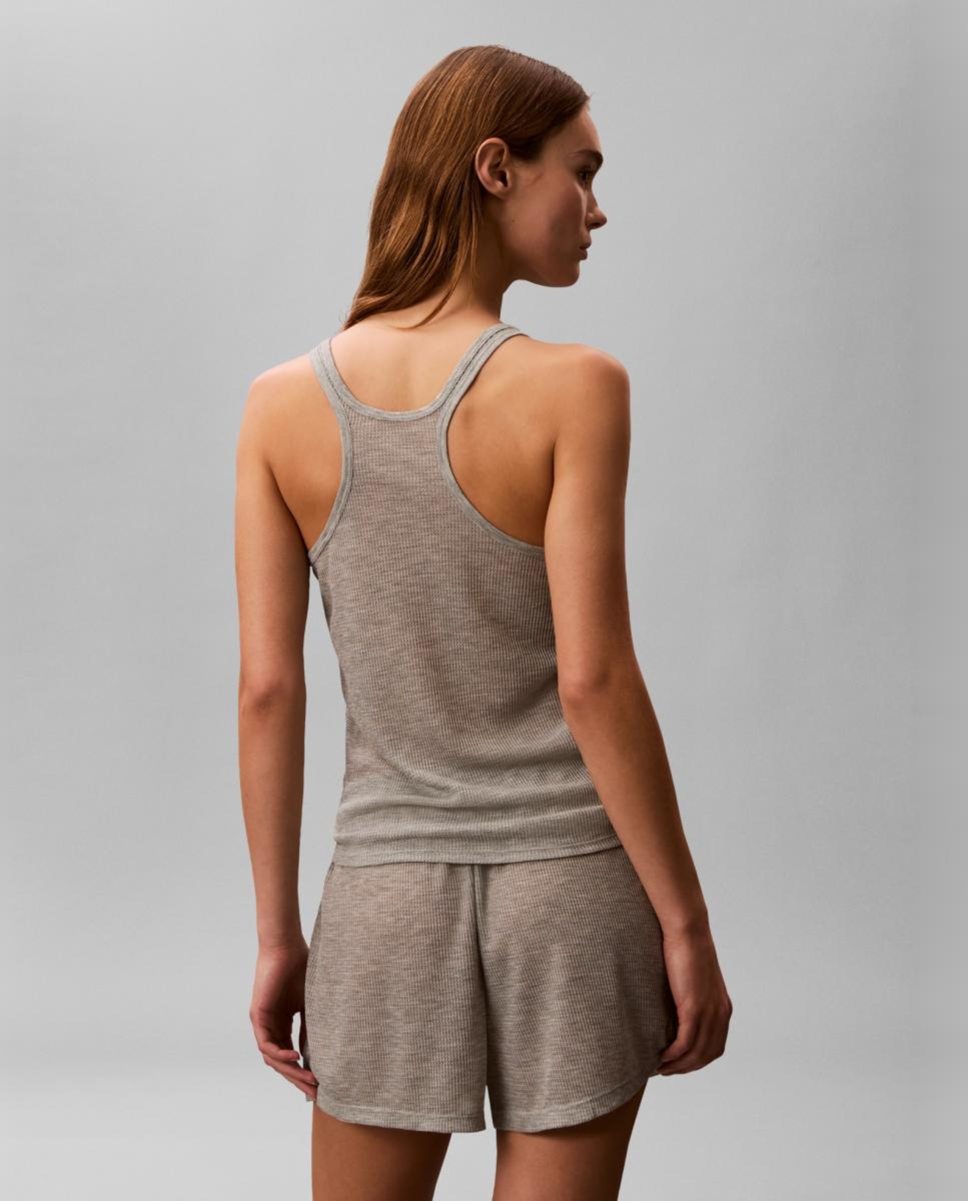 Conjunto de Pijama Curto Light Weight Waffle Cinzento-3