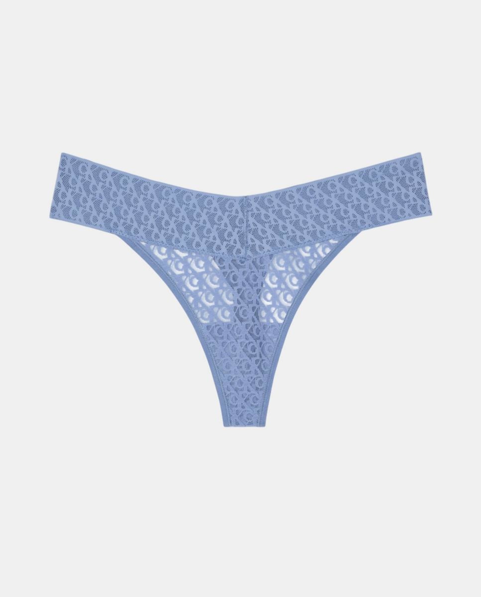 Tanga de Cintura Baixa Icon Logo Lace Azul-5