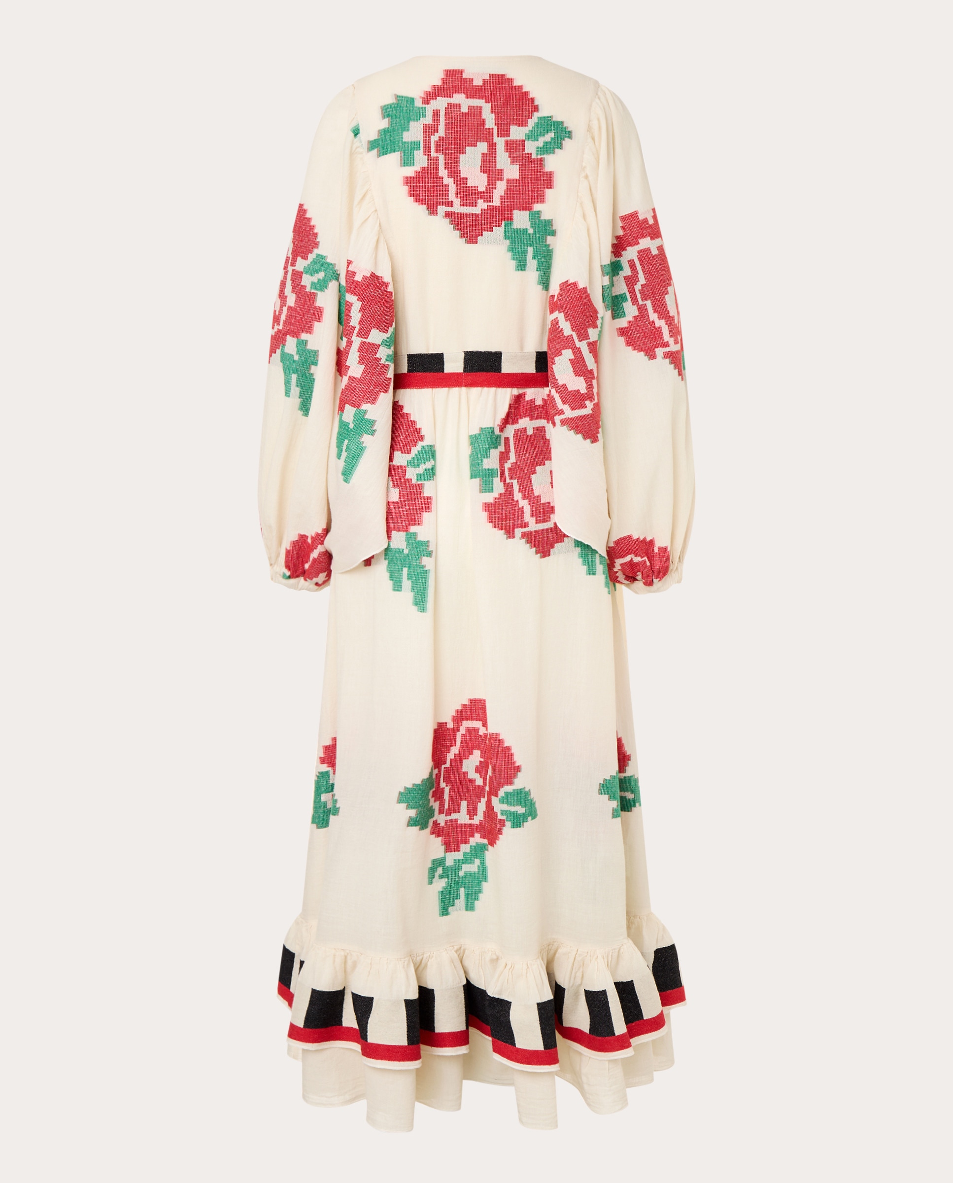 Vestido midi de algodão Cru-2