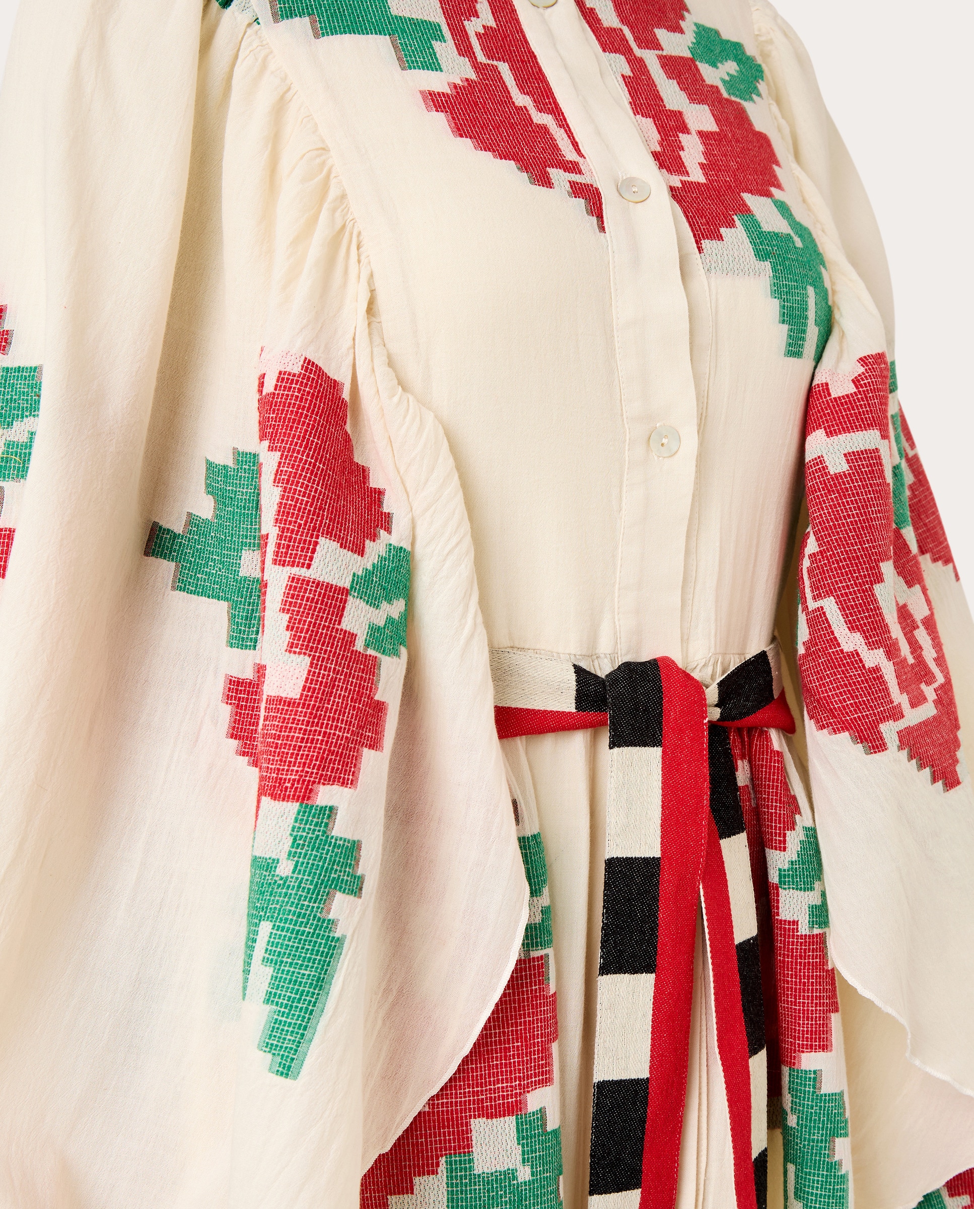 Vestido midi de algodão Cru-3