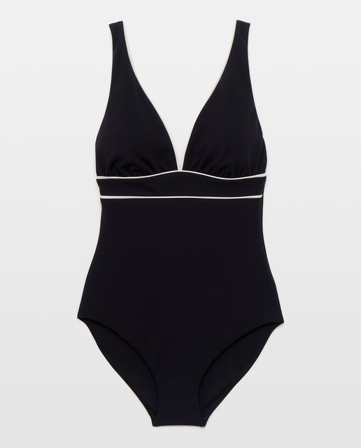 Imagem 0 de Fato de Banho Redutor com Decote em Bico e Detalhes em Contraste