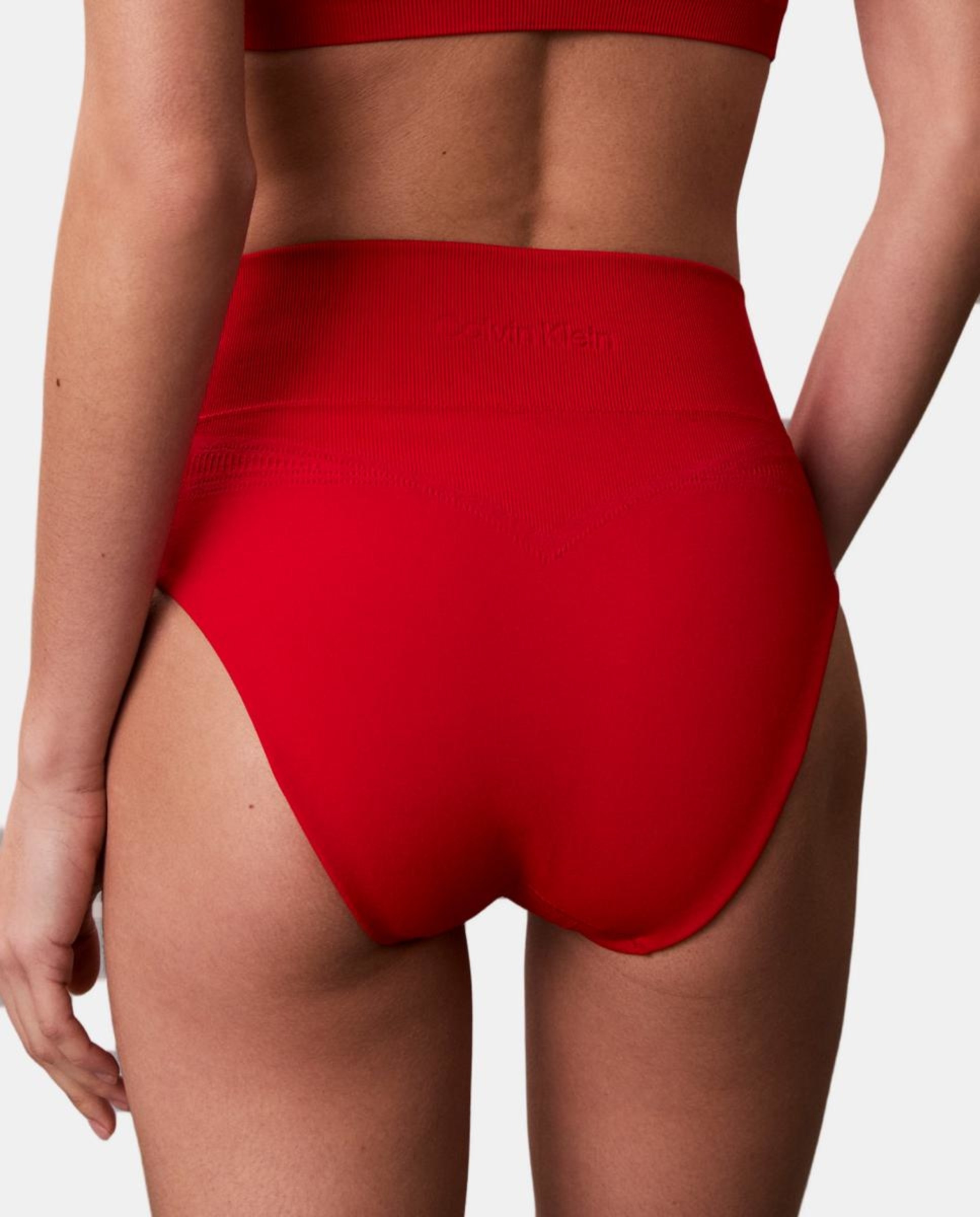 Parte de Baixo de Biquíni Shapewear com Cintura Subida Vermelho-5