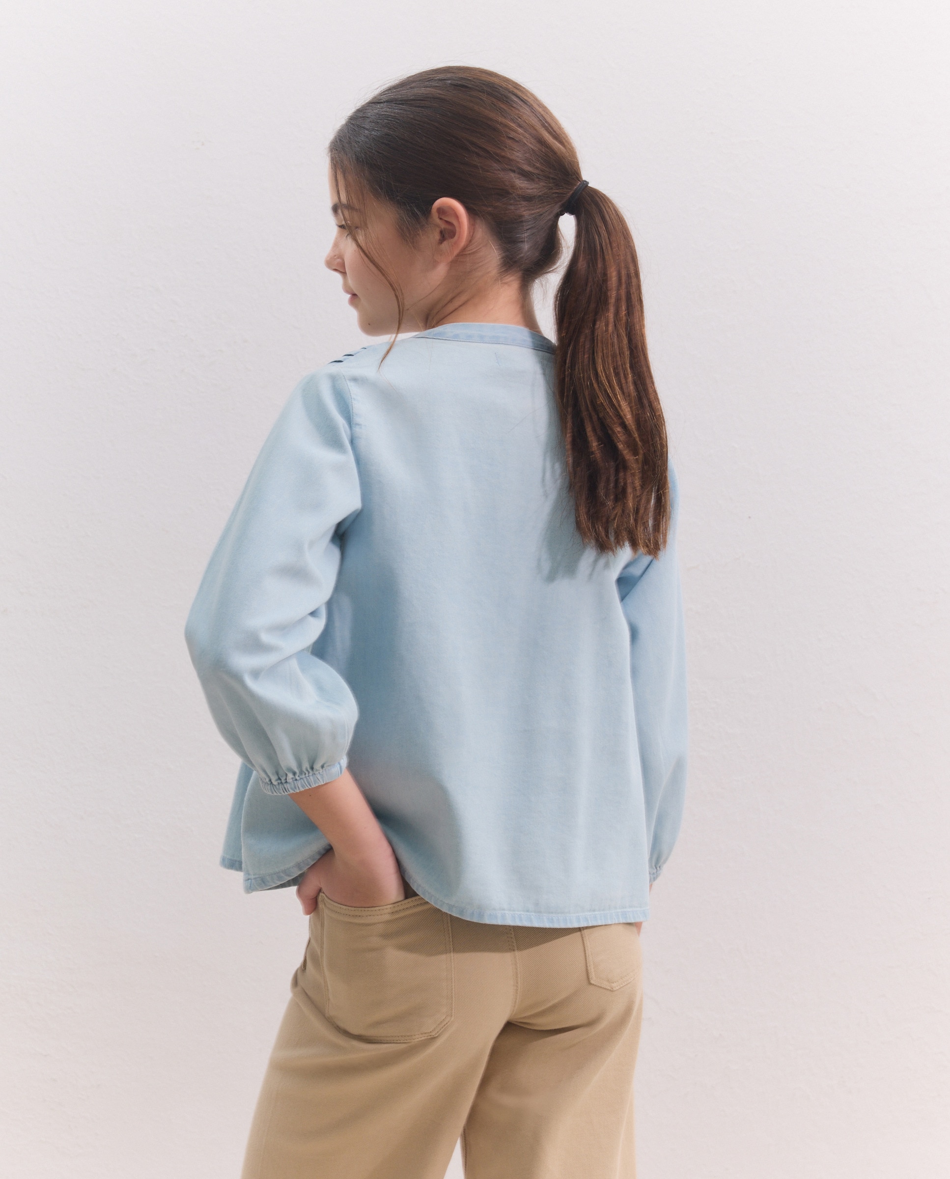 Blusa de Manga Curta com Pregas e Ganga Bleach Coconut El Corte Inglés 490 Petróleo-3