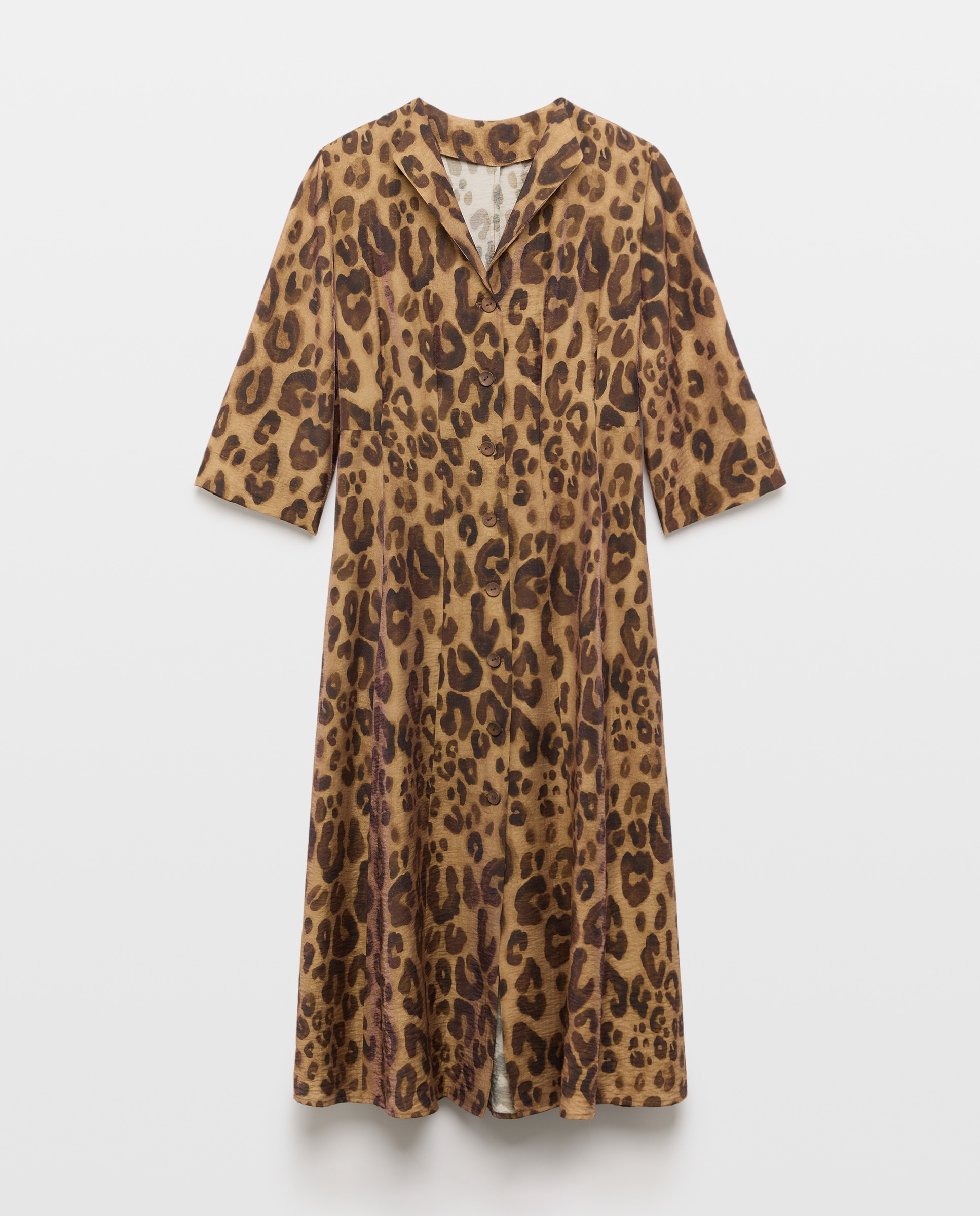 Vestido de manga comprida com animal print Castanho-5