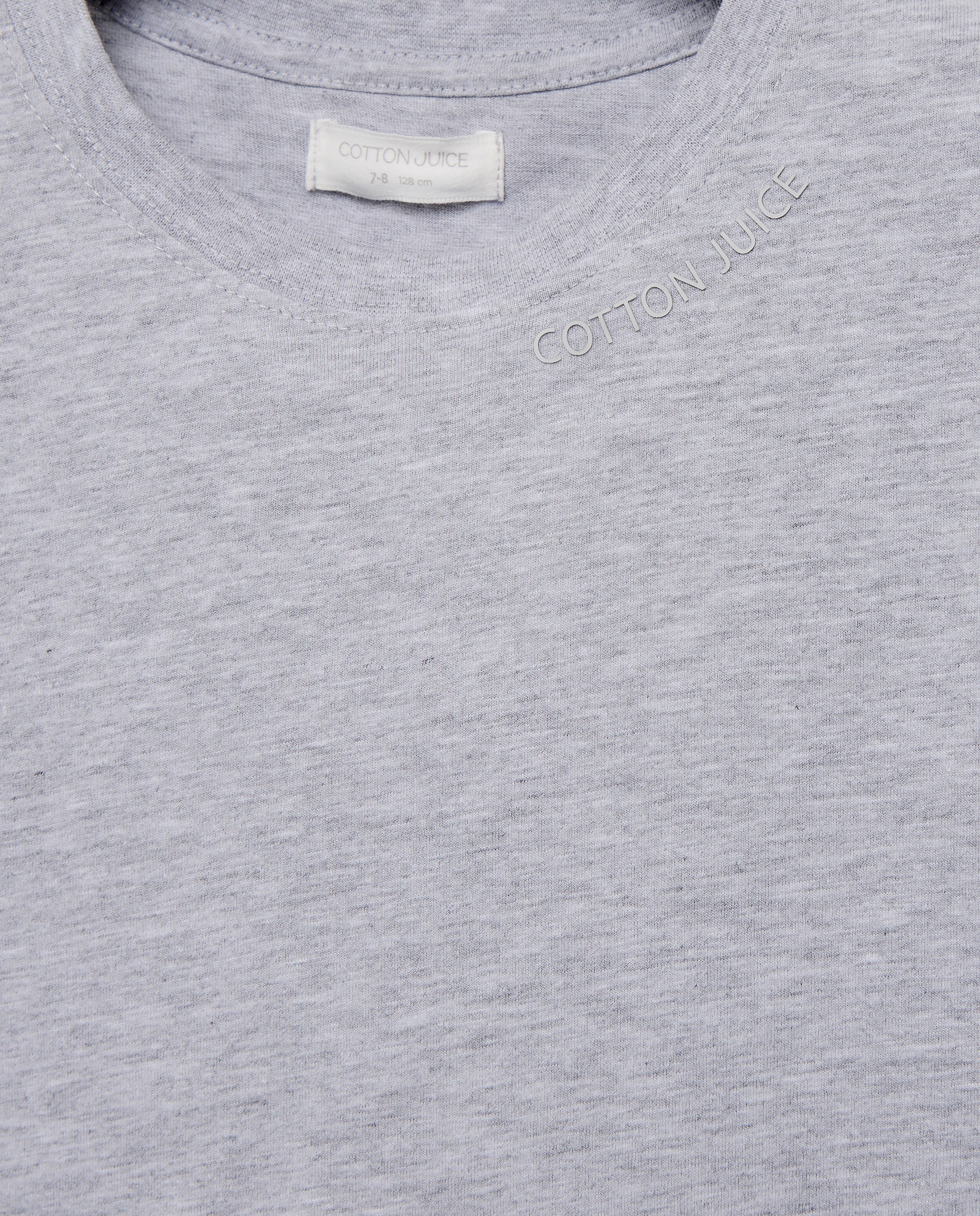 T-shirt de Manga Curta com Estampado na Gola Cotton Juice Cinzento-claro-5