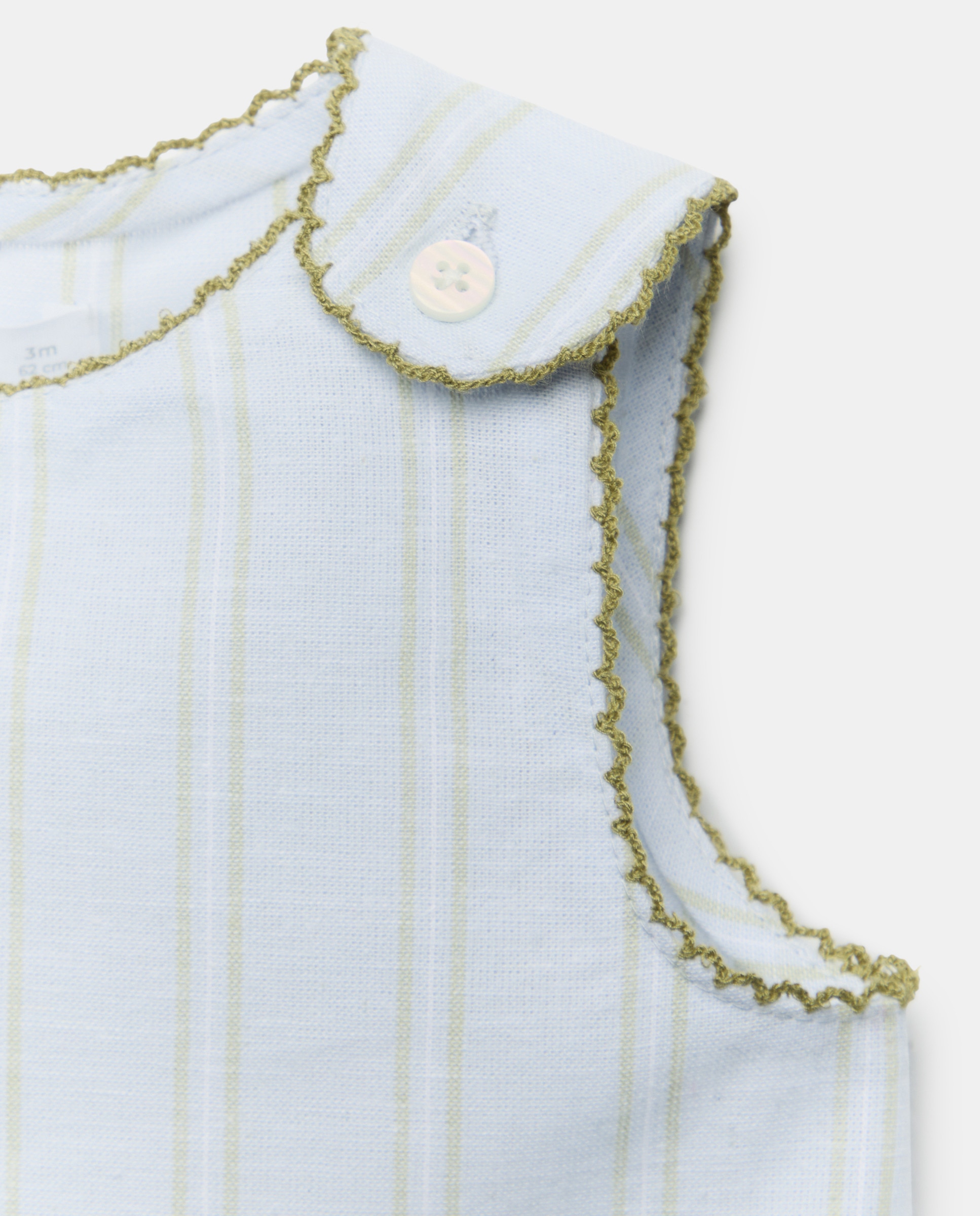 Pijama de bebé de lino sin mangas 410 Azul claro-3