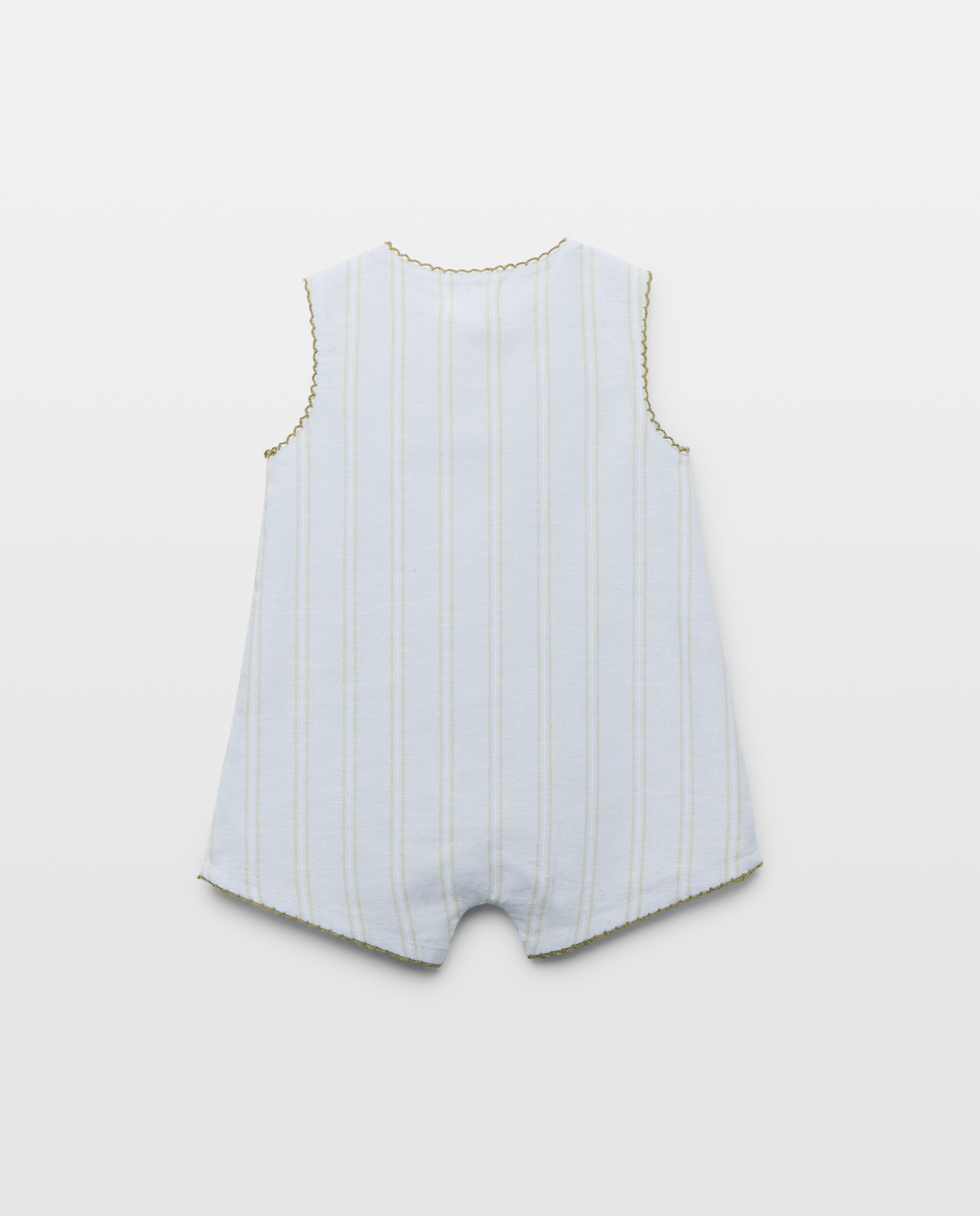 Pijama de bebé de lino sin mangas 410 Azul claro-2