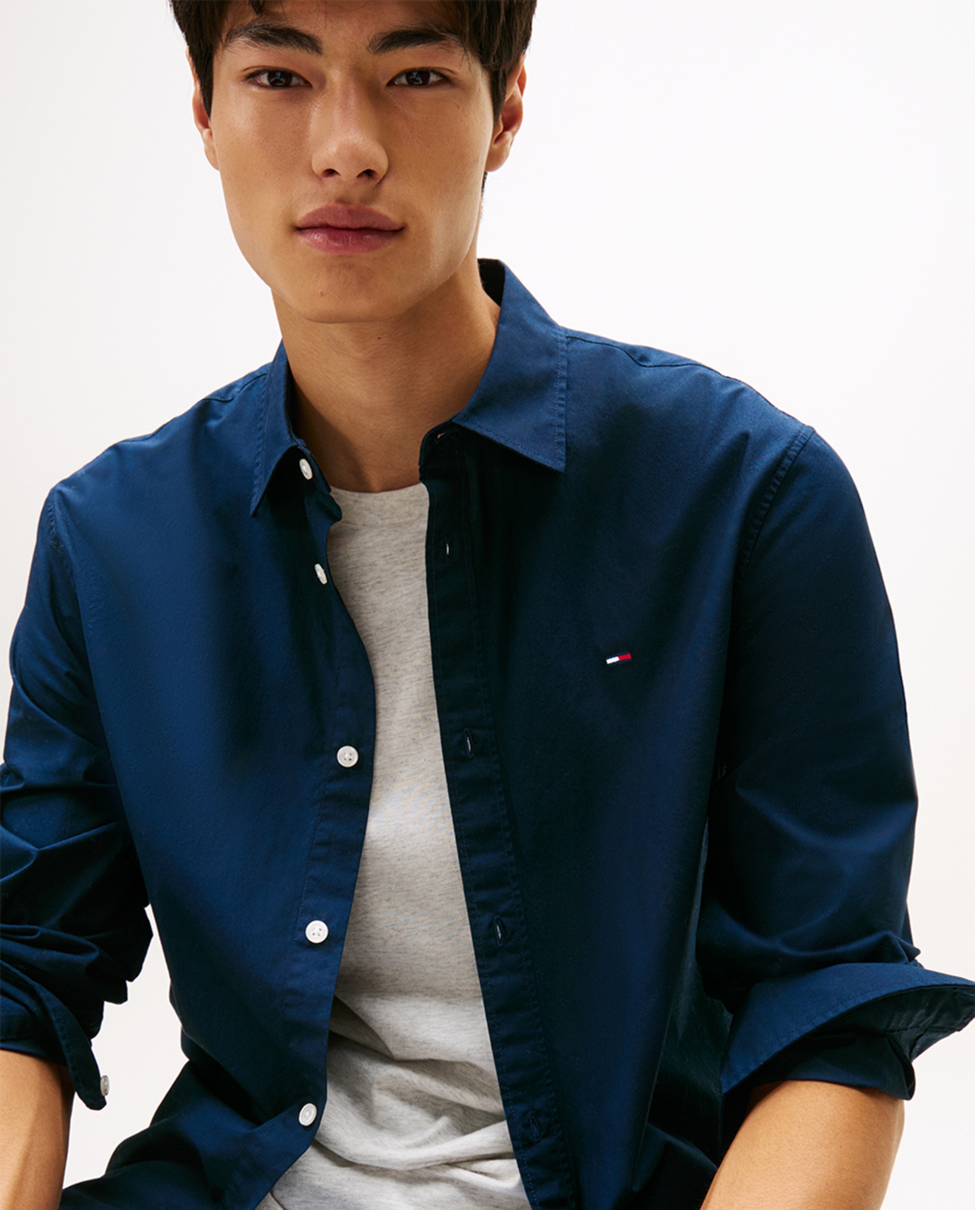 Camisa Regular Fit com Manga Comprida Azul-marinho-3