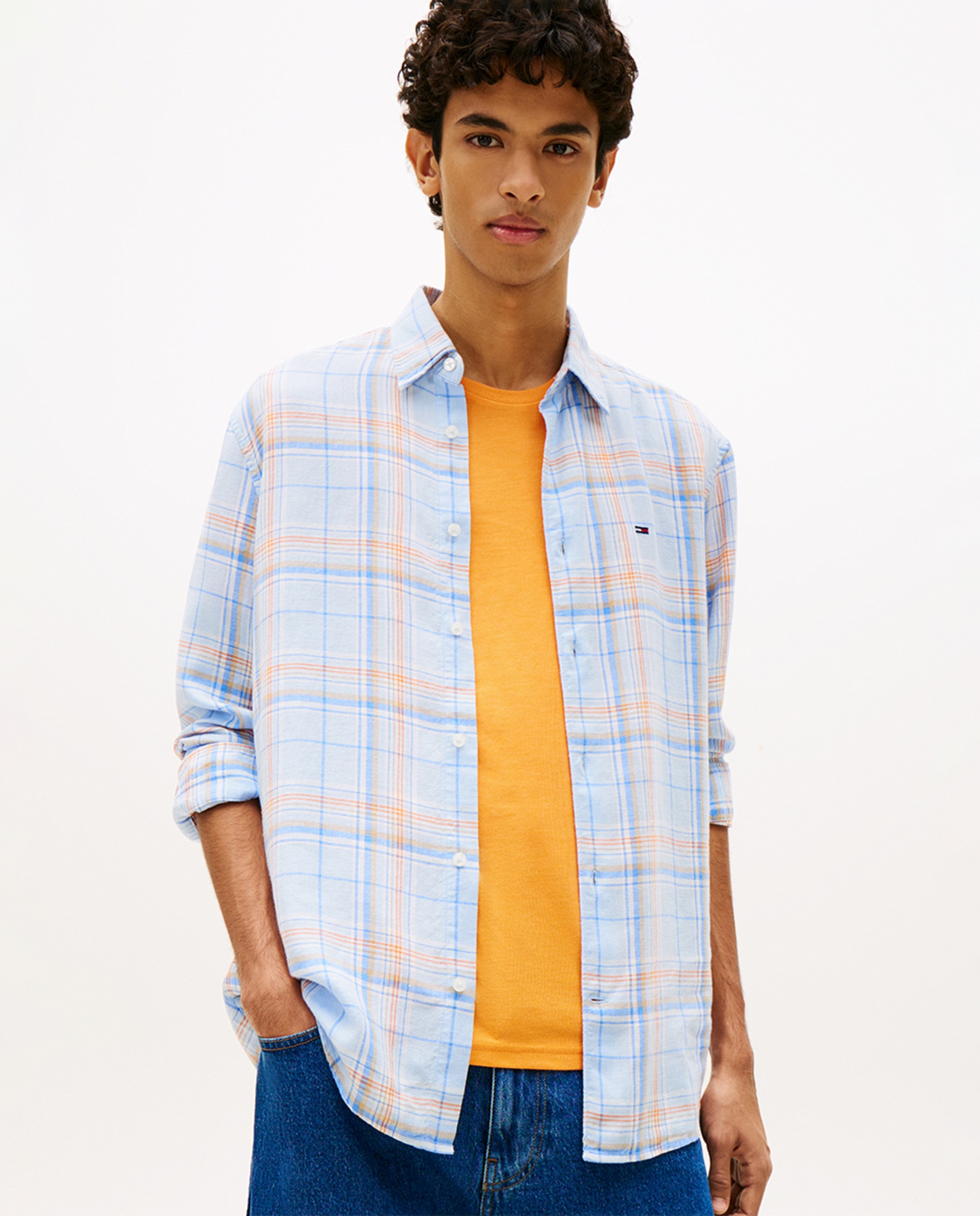 Imagem 0 de Camisa de Linho Relaxed Fit aos Quadrados