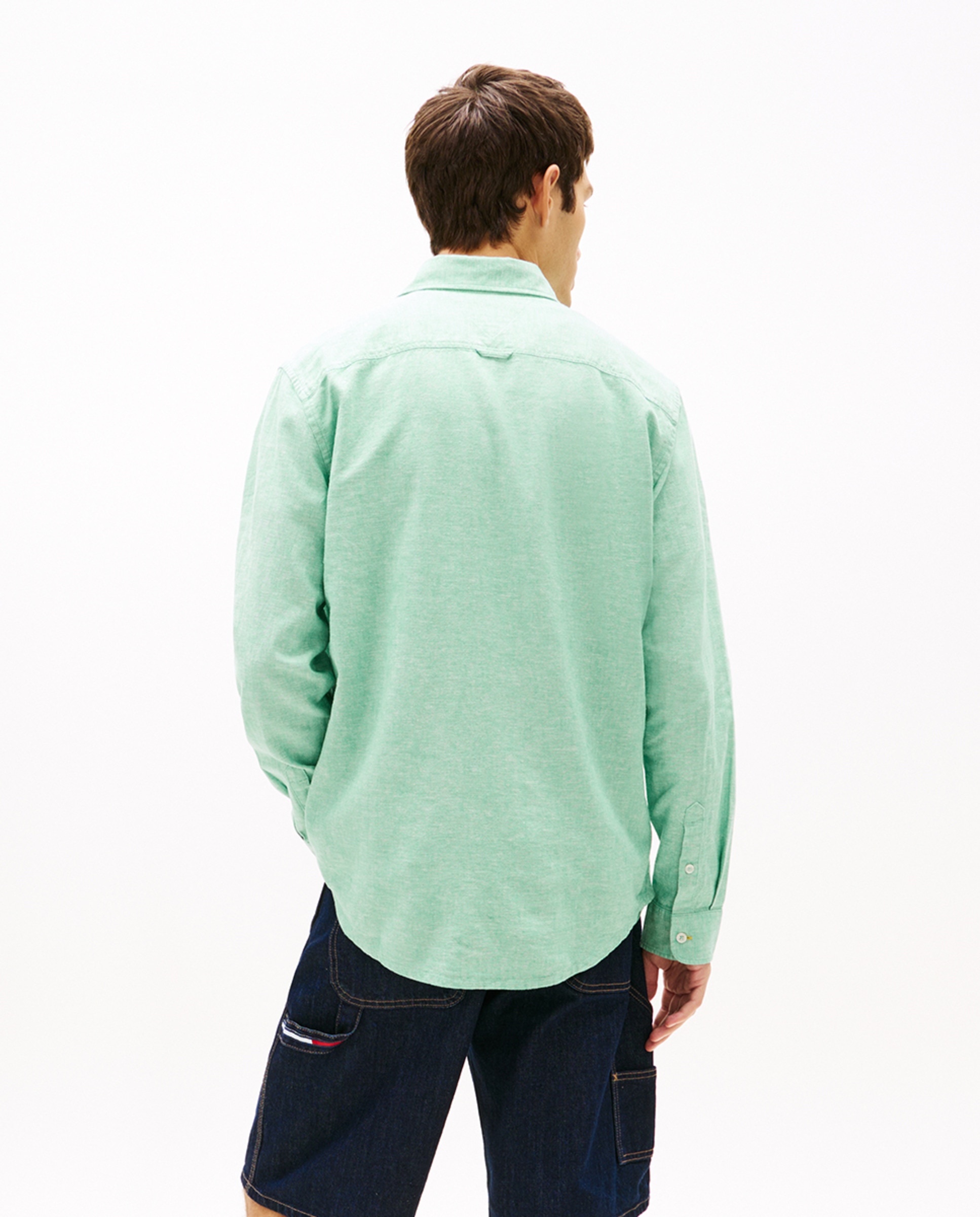 Camisa de Linho Regular Fit Verde Água-2