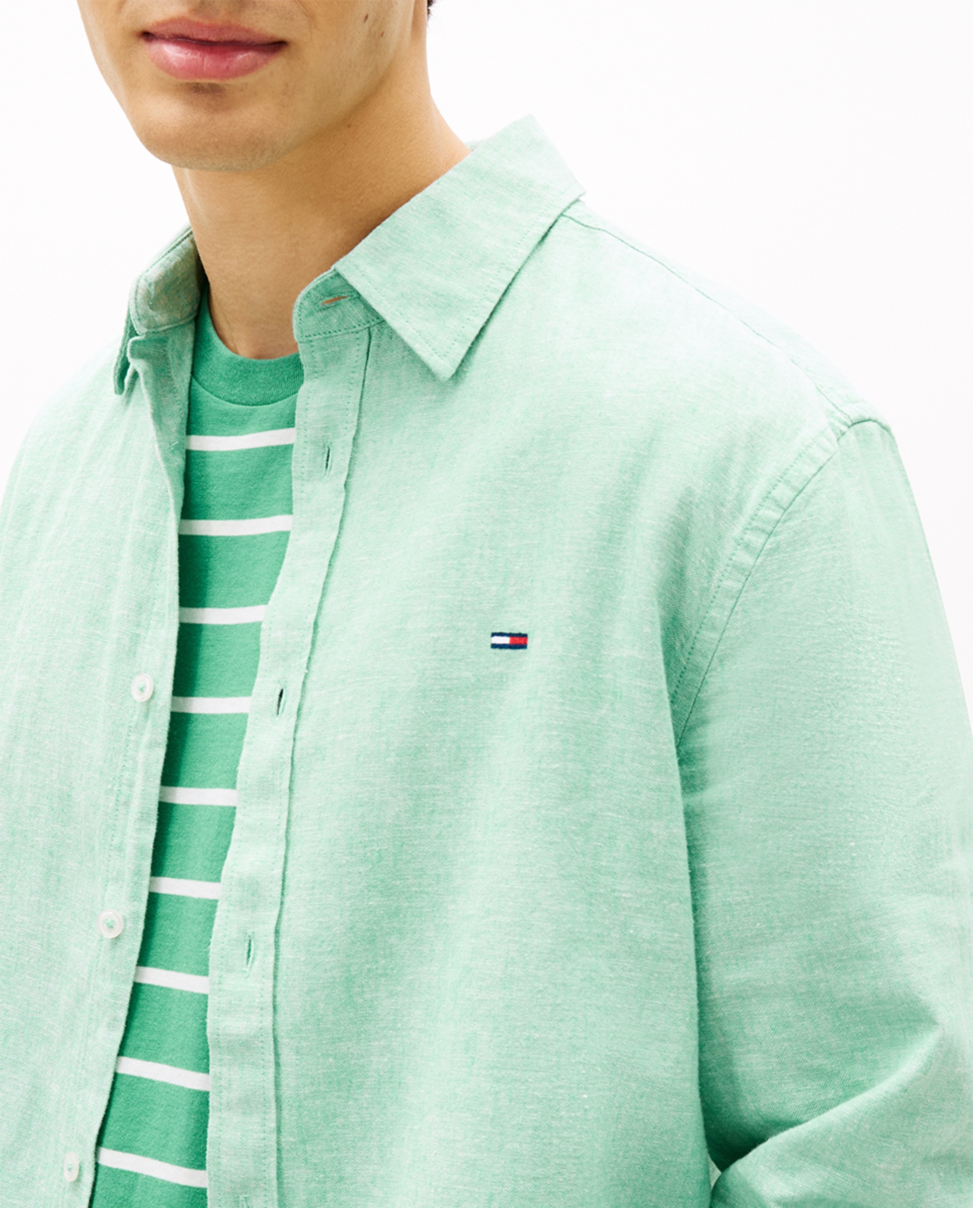 Camisa de Linho Regular Fit Verde Água-3