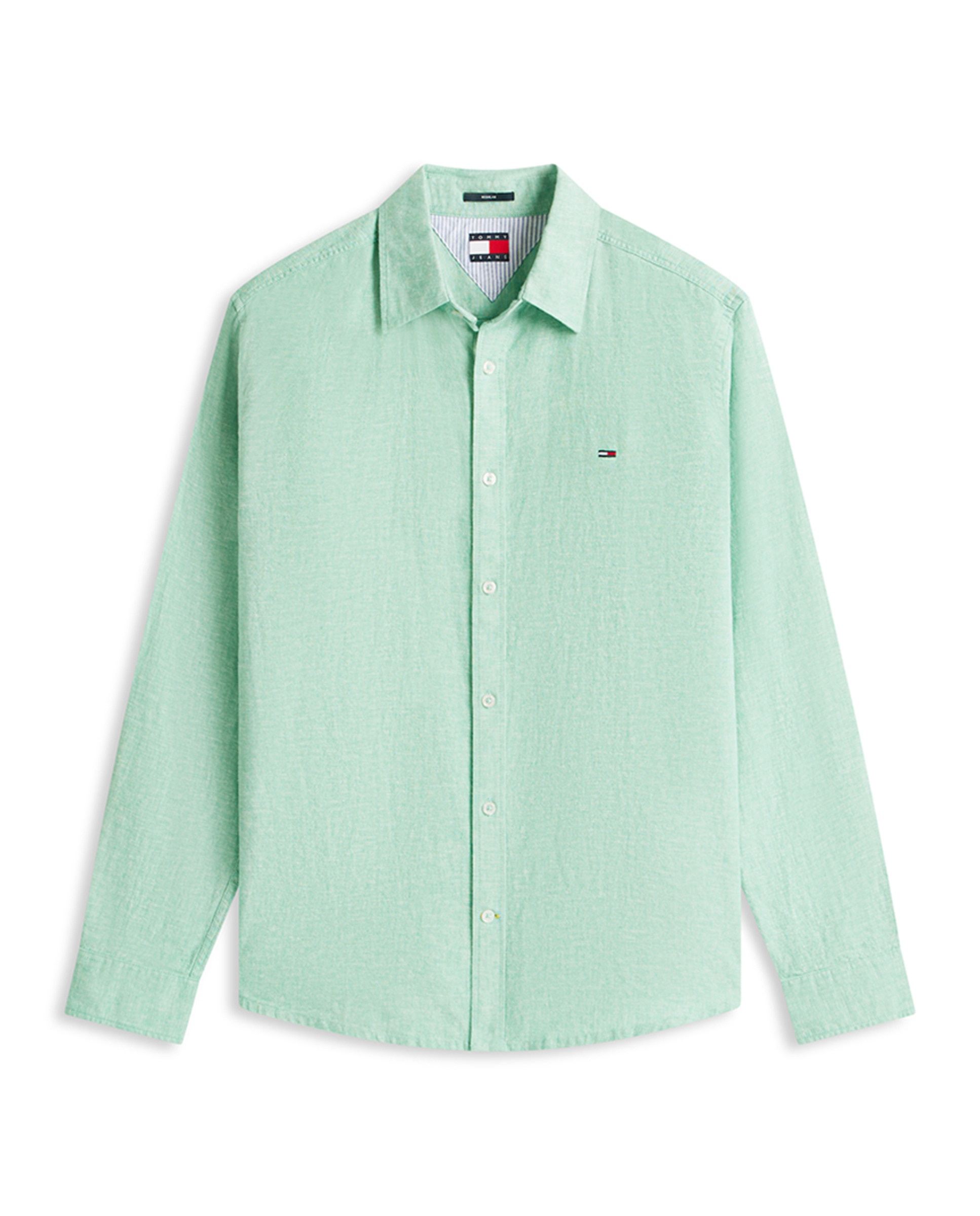 Camisa de Linho Regular Fit Verde Água-4