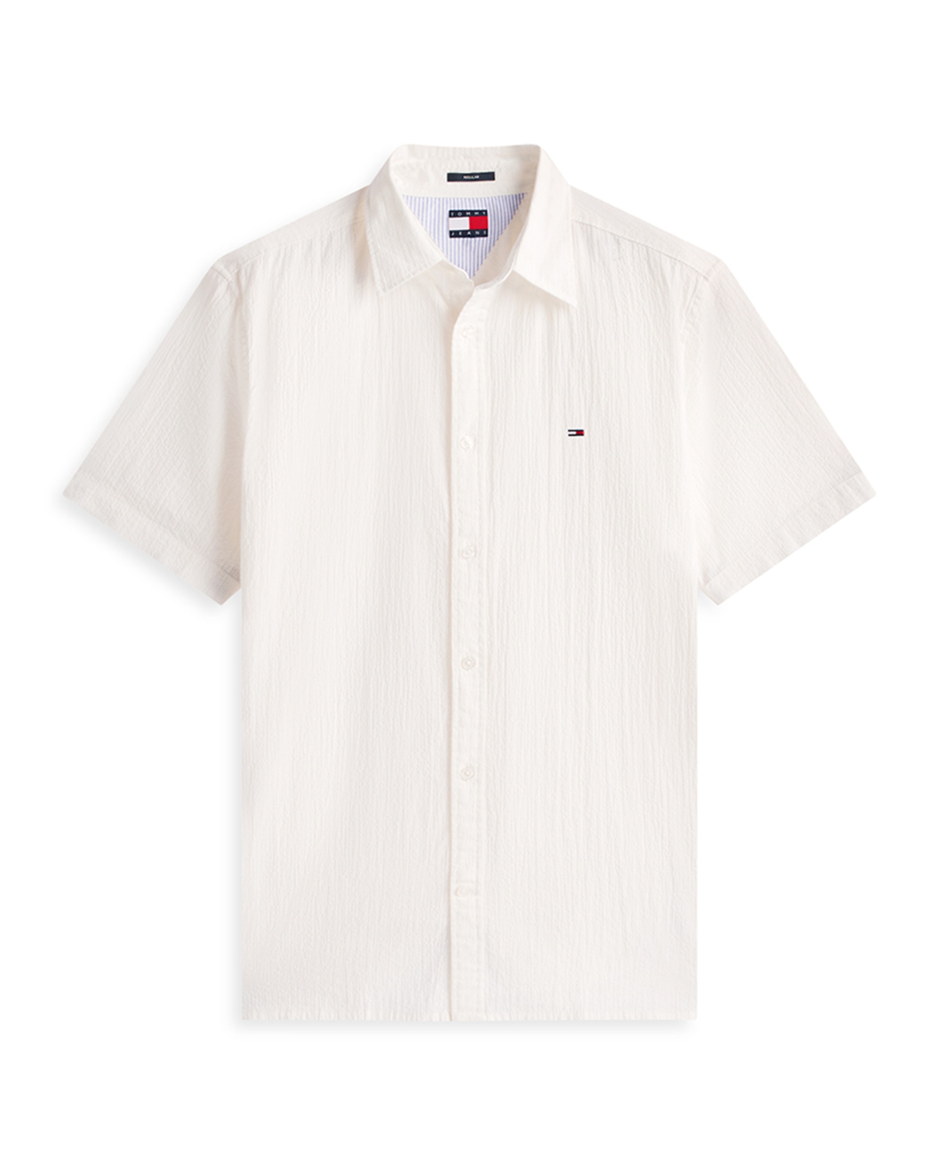Camisa Regular Fit em Seersucker com Manga Curta Cru-4