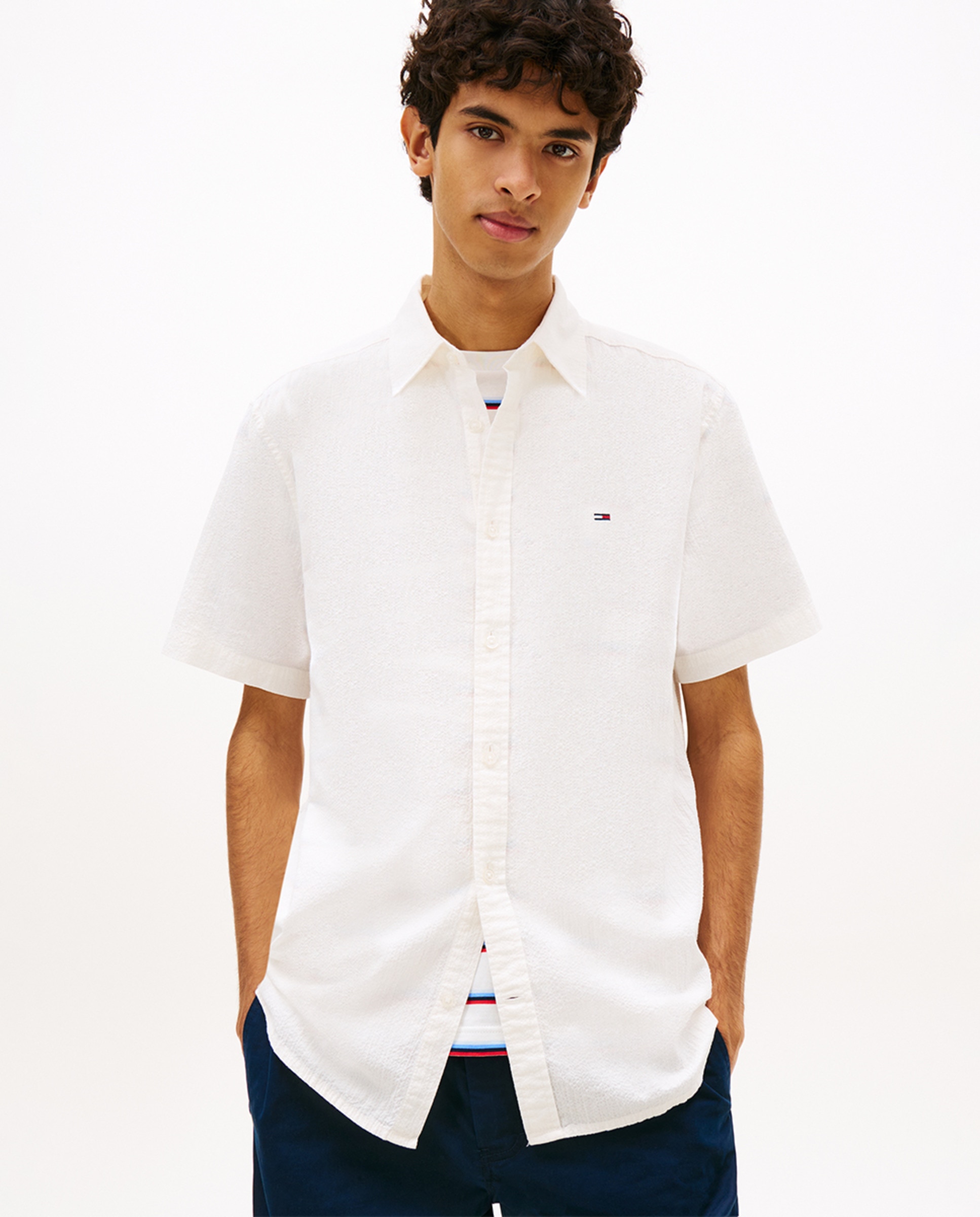 Imagem 0 de Camisa Regular Fit em Seersucker com Manga Curta