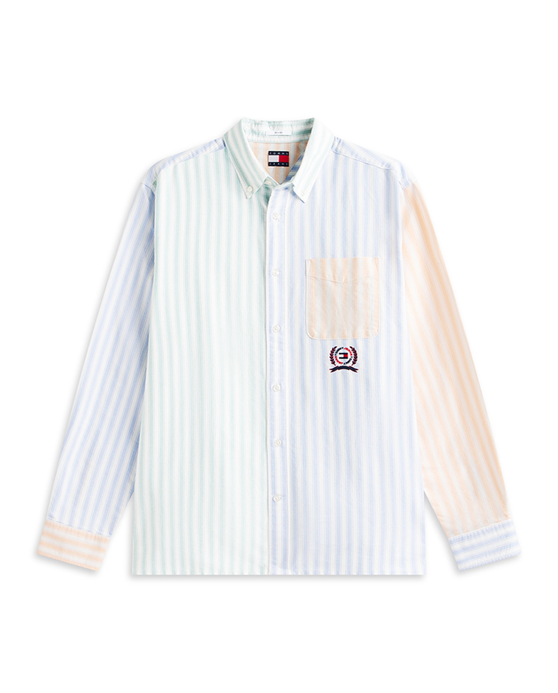 Camisa Oxford Relaxed Fit às Riscas Multicolor-4