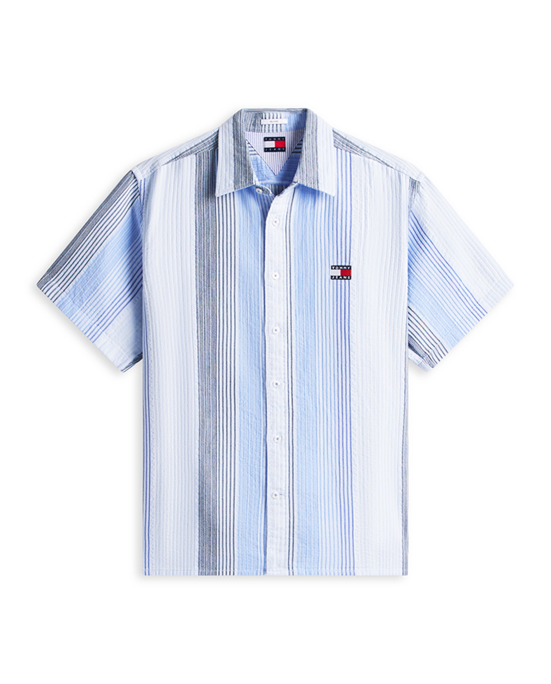 Camisa Relaxed Fit às Riscas Azul-claro-4