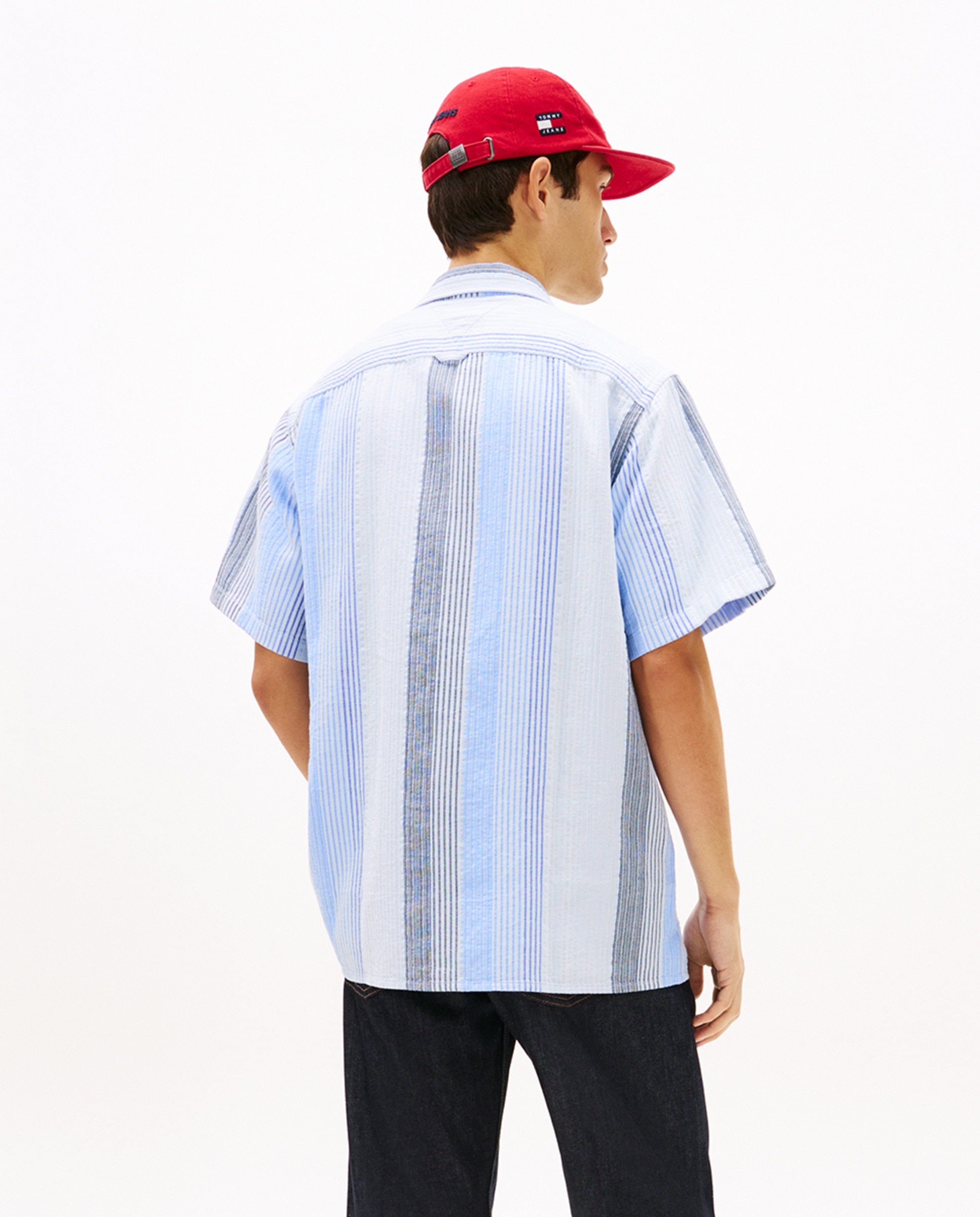 Camisa Relaxed Fit às Riscas Azul-claro-2