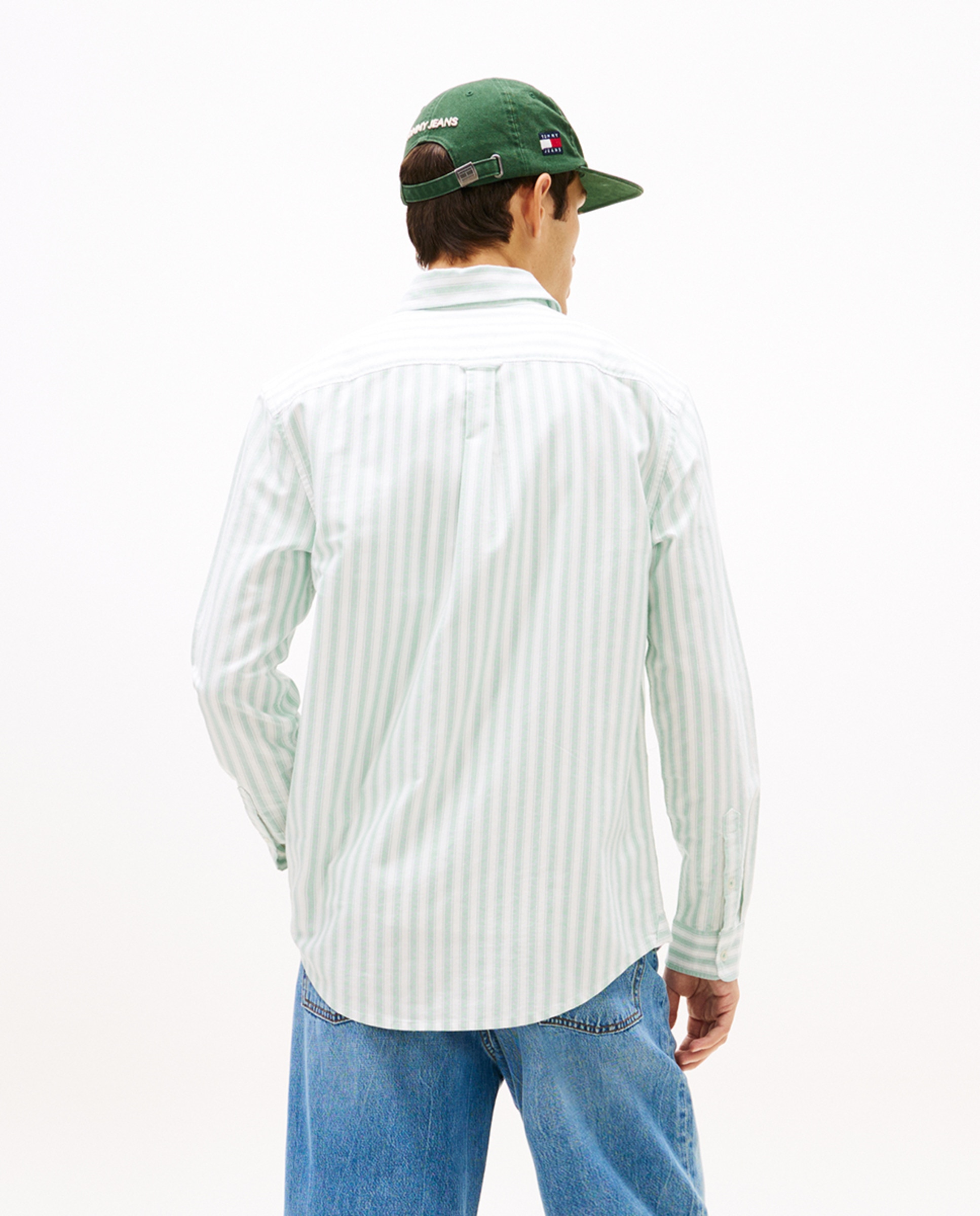 Camisa Oxford às Riscas Regular Fit Verde Água-2