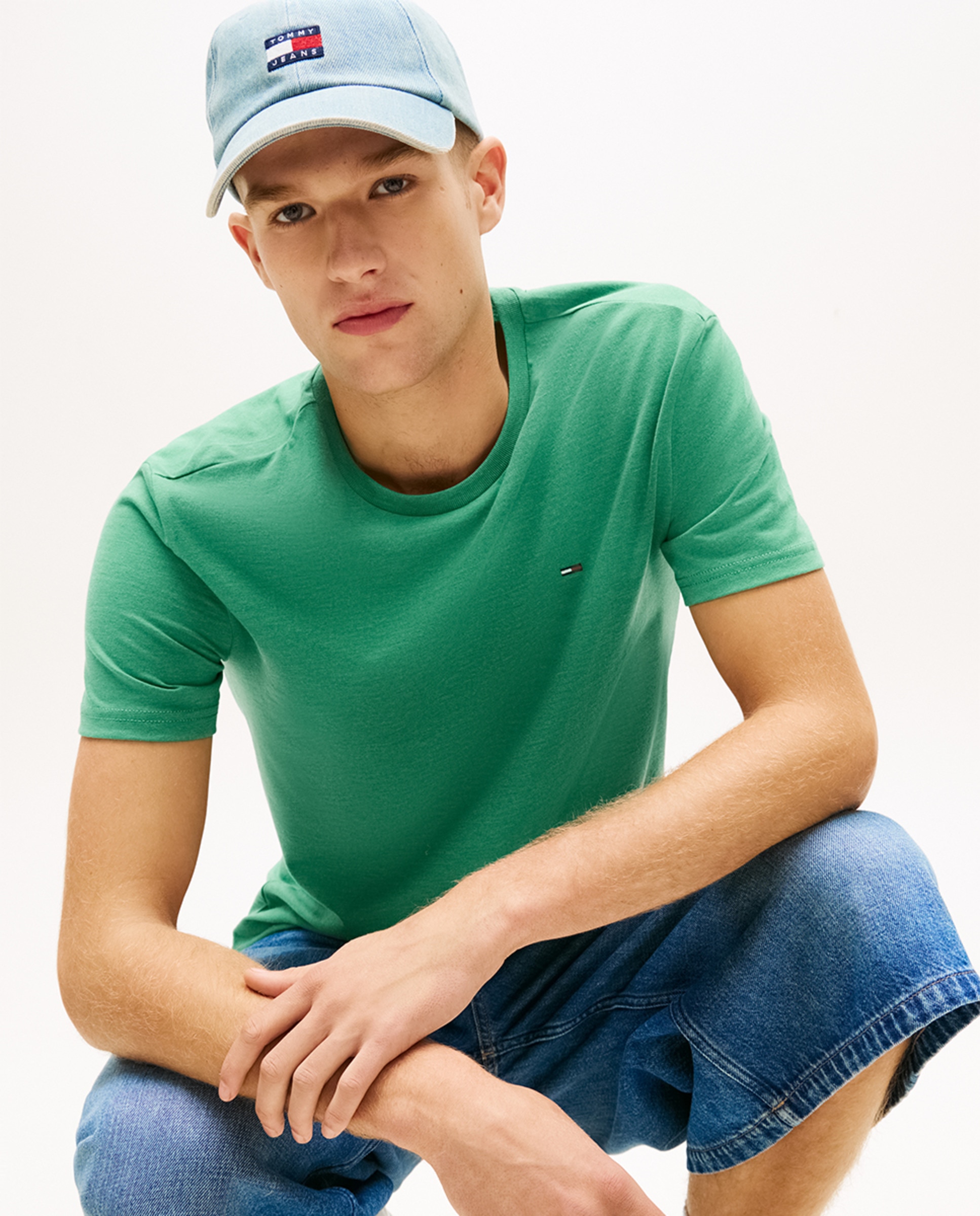 T-shirt Extra Slim Fit com Manga Curta Verde Água-3