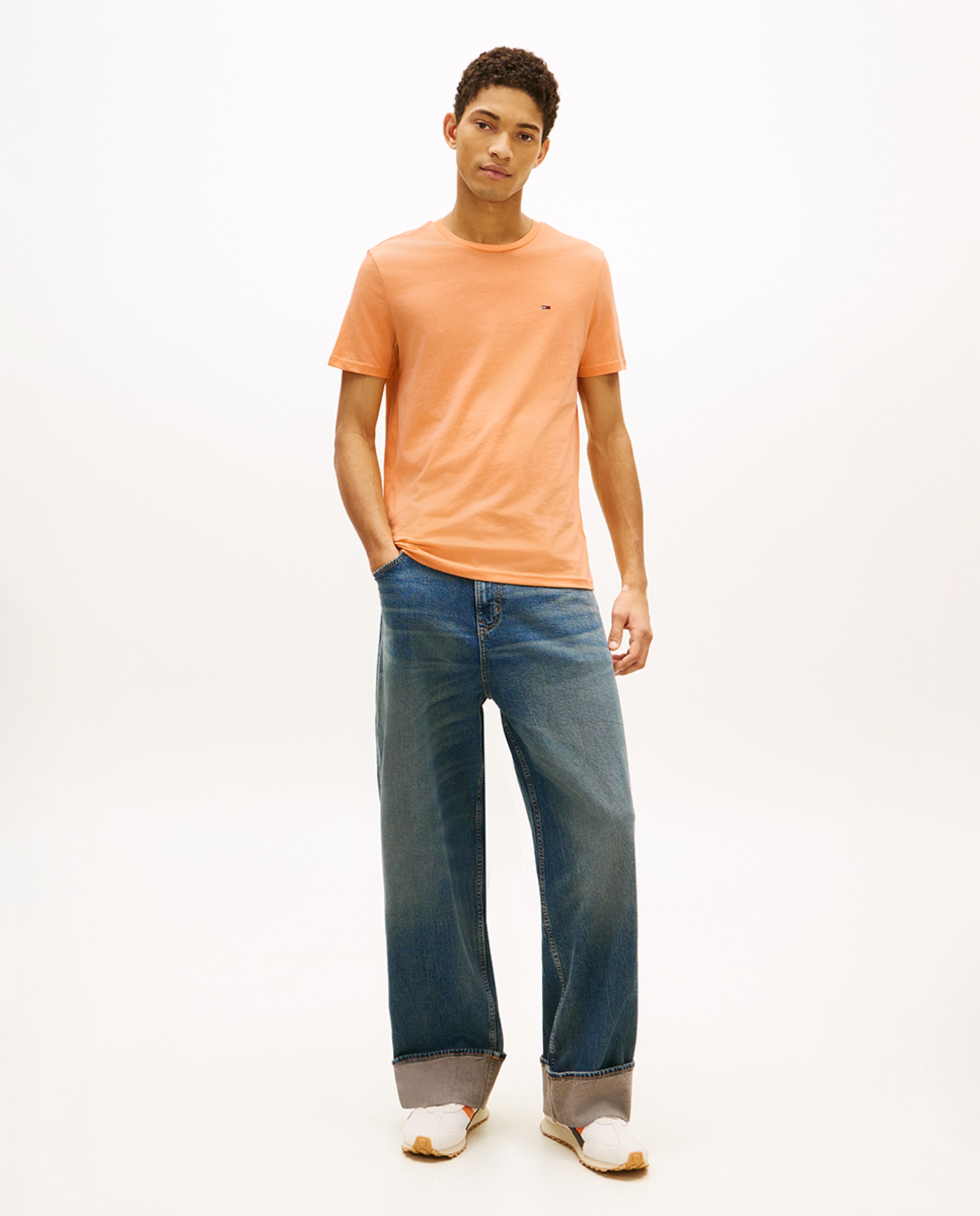 T-shirt Extra Slim Fit com Manga Curta Laranja-5