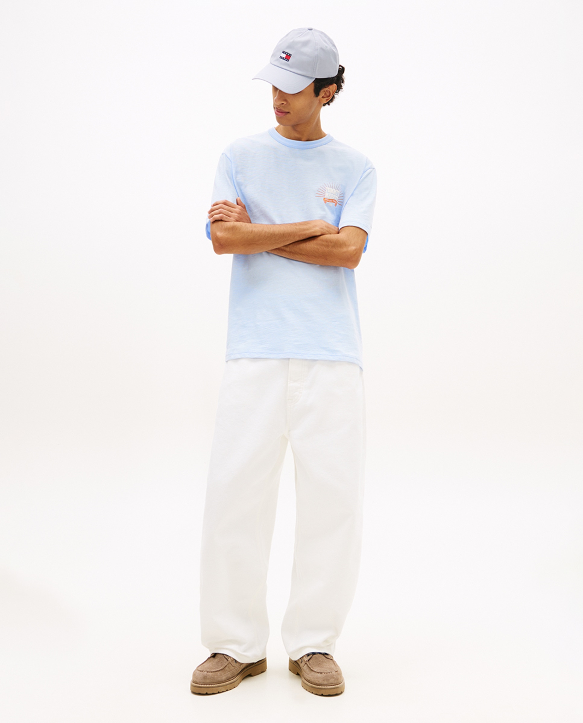 T-shirt Relaxed Fit com Manga Curta Azul-claro-6