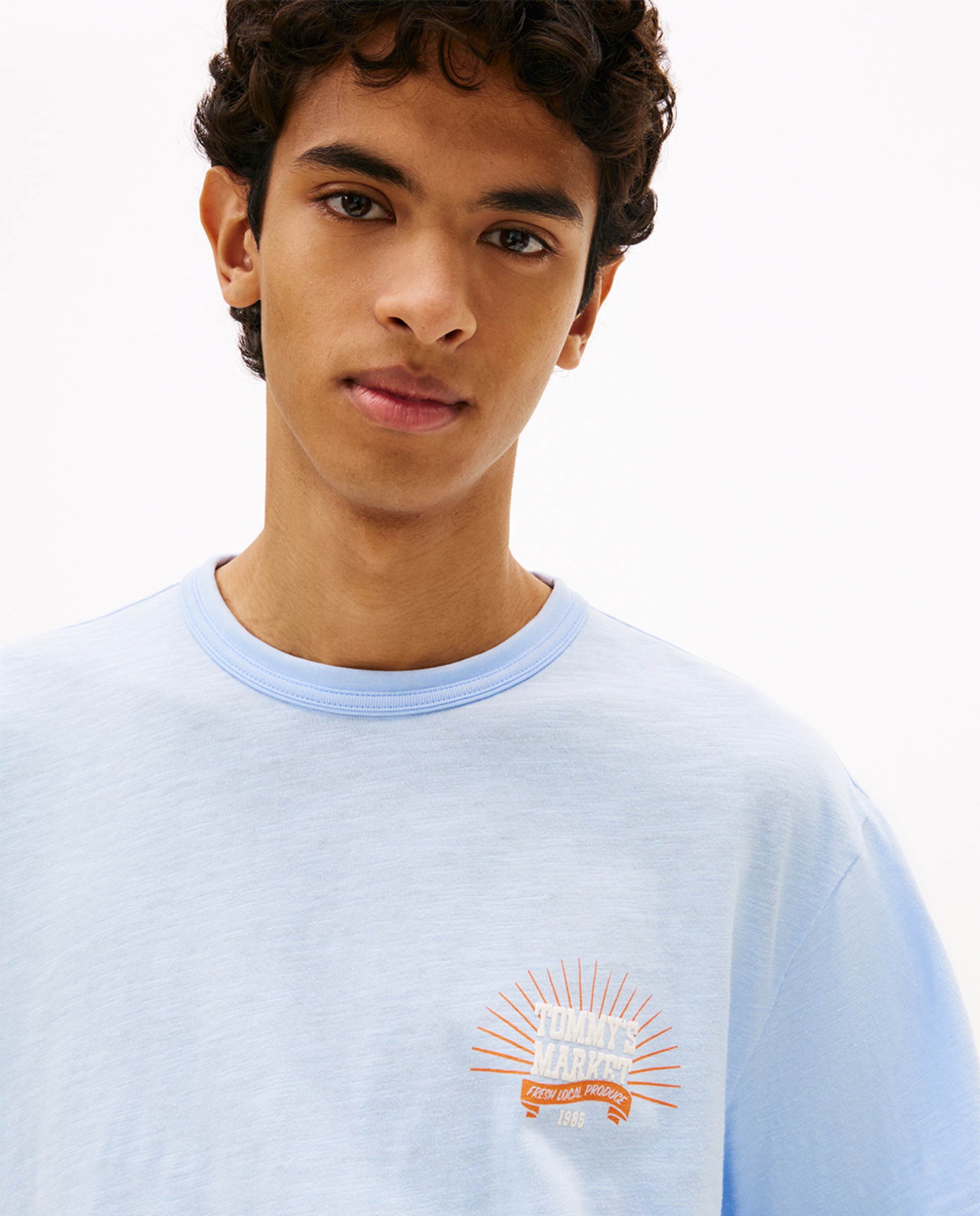 T-shirt Relaxed Fit com Manga Curta Azul-claro-4
