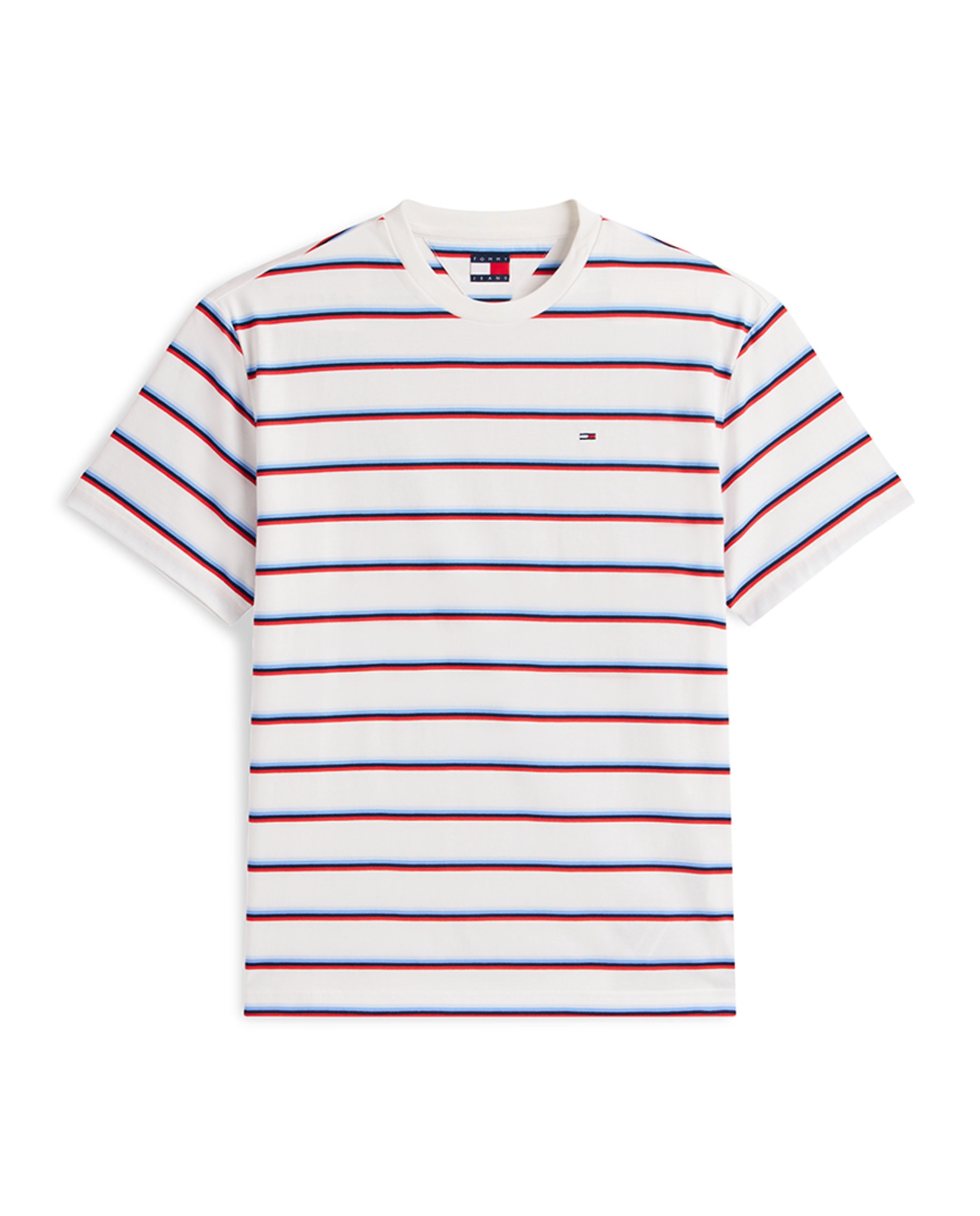 T-shirt Relaxed Fit às Riscas com Manga Curta Branco-4