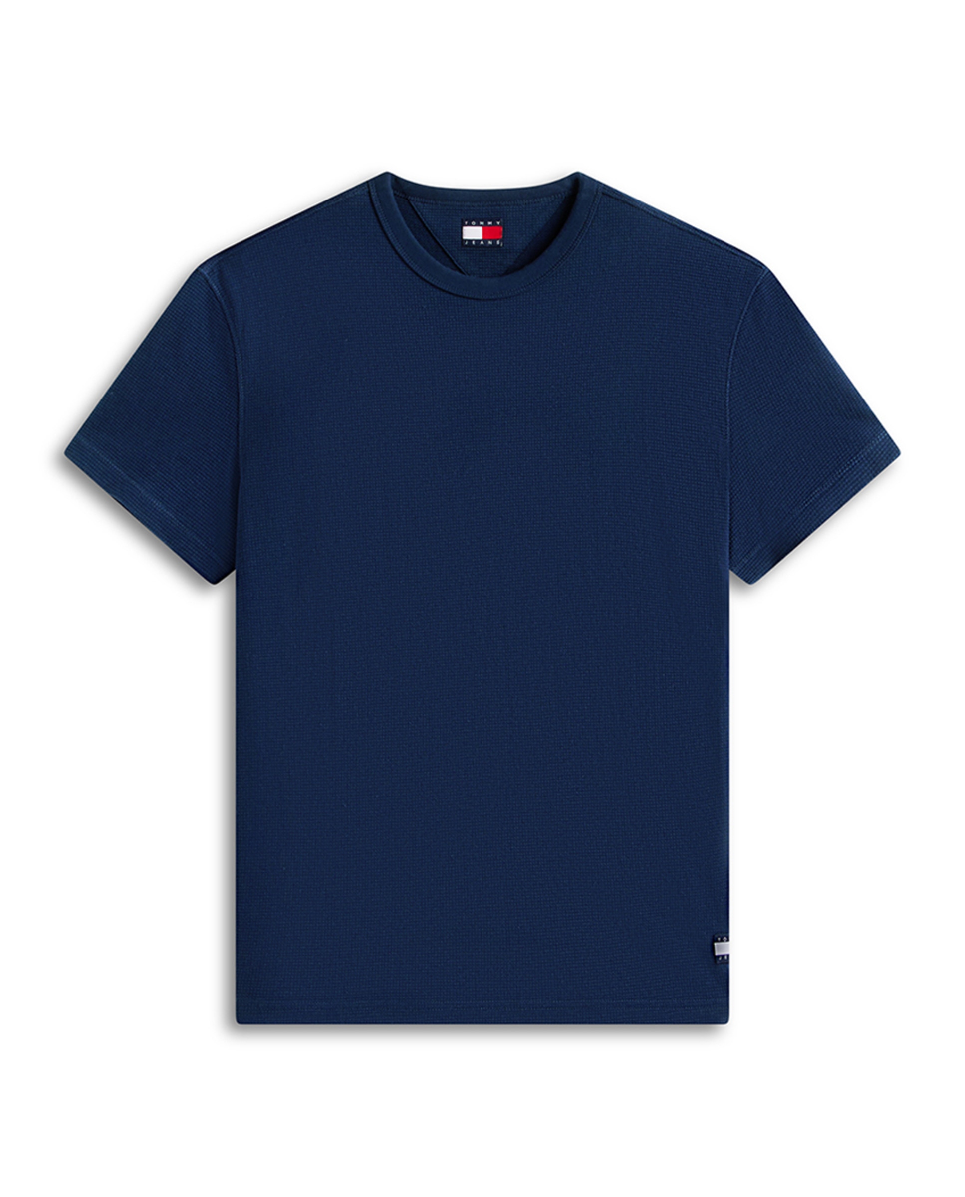 T-shirt Regular Fit em Tecido Gofrado com Manga Curta Azul-marinho-4