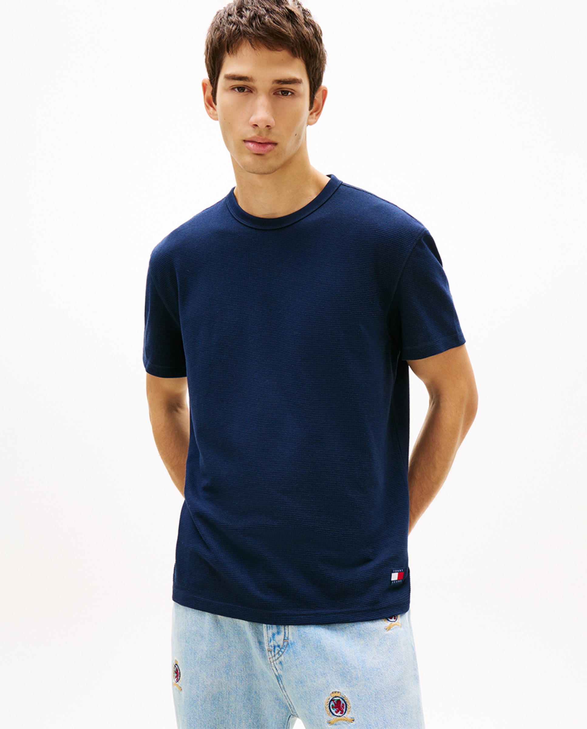 Imagem 0 de T-shirt Regular Fit em Tecido Gofrado com Manga Curta