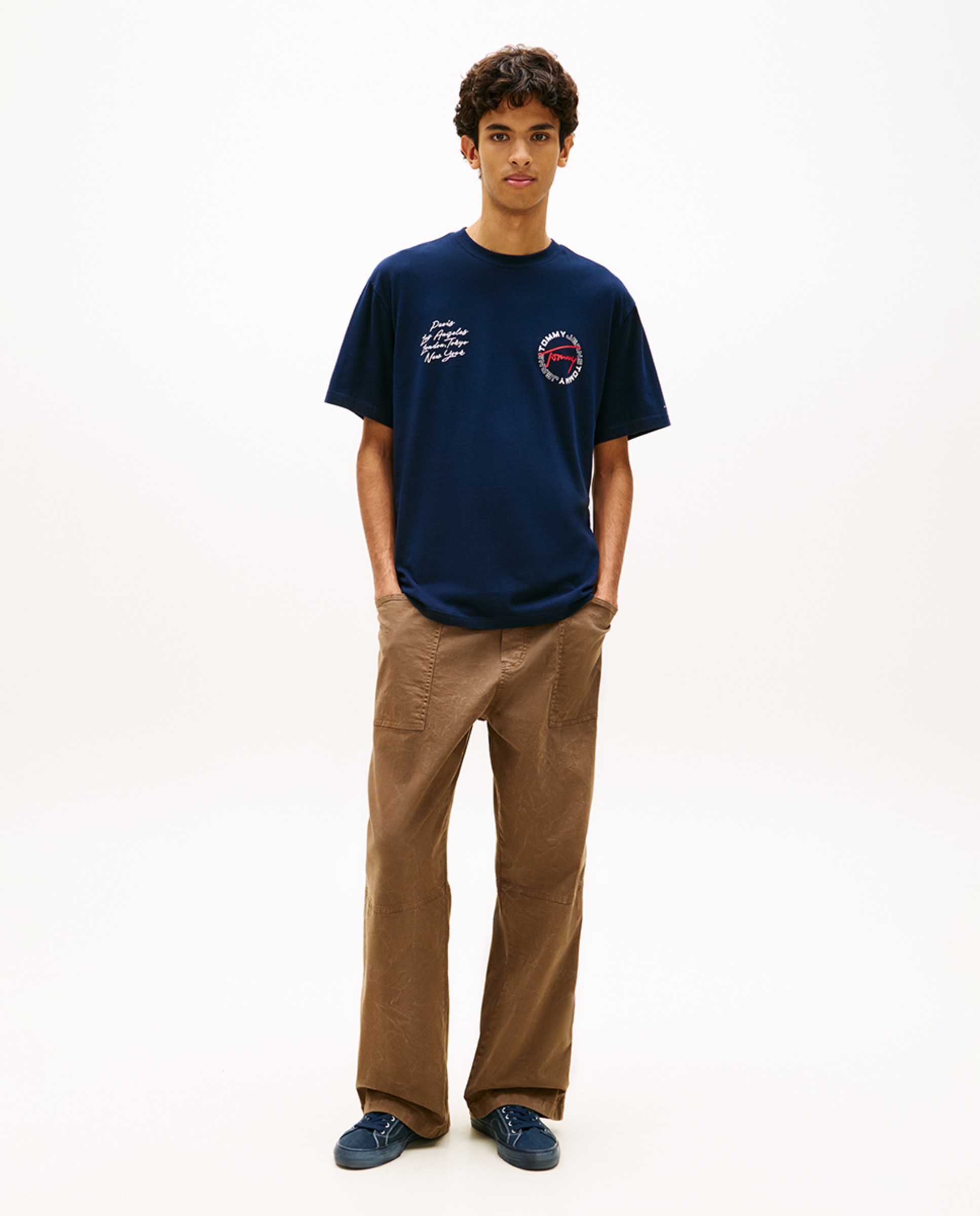 T-shirt Relaxed Fit com Manga Curta Azul-marinho-5