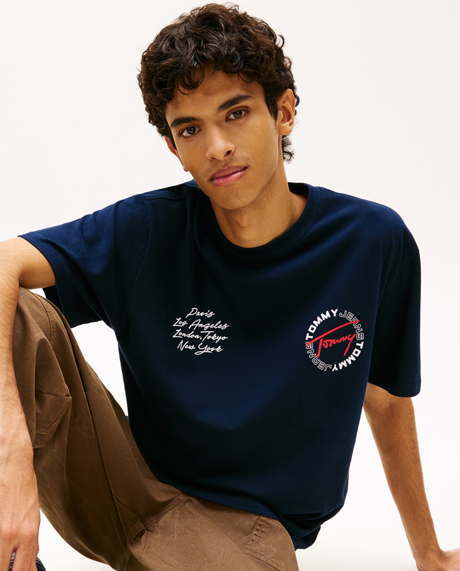 T-shirt Relaxed Fit com Manga Curta Azul-marinho-3