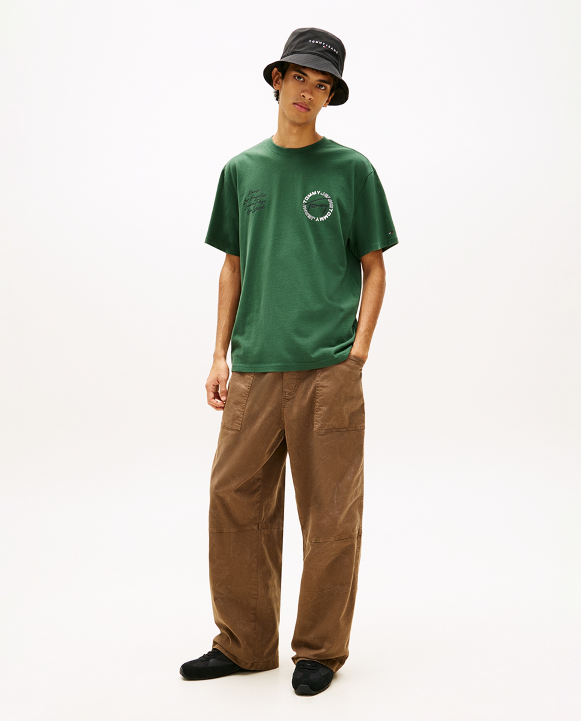 T-shirt Relaxed Fit com Manga Curta Verde-escuro-5