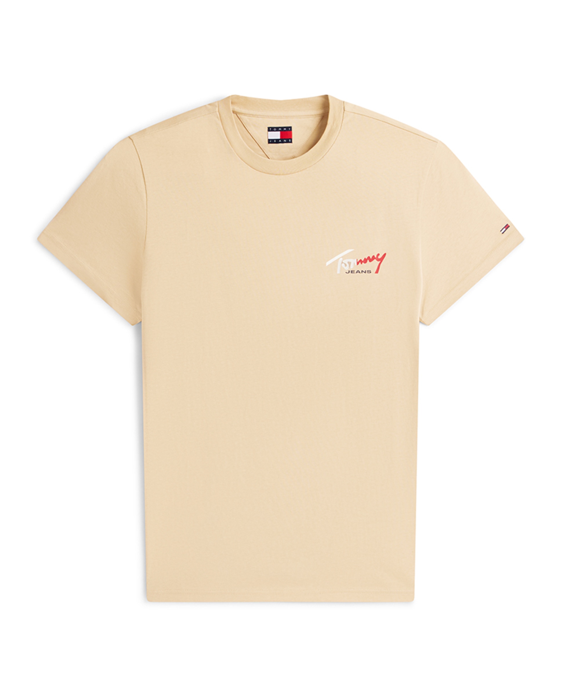 T-shirt Slim Fit com Manga Curta Bege-4
