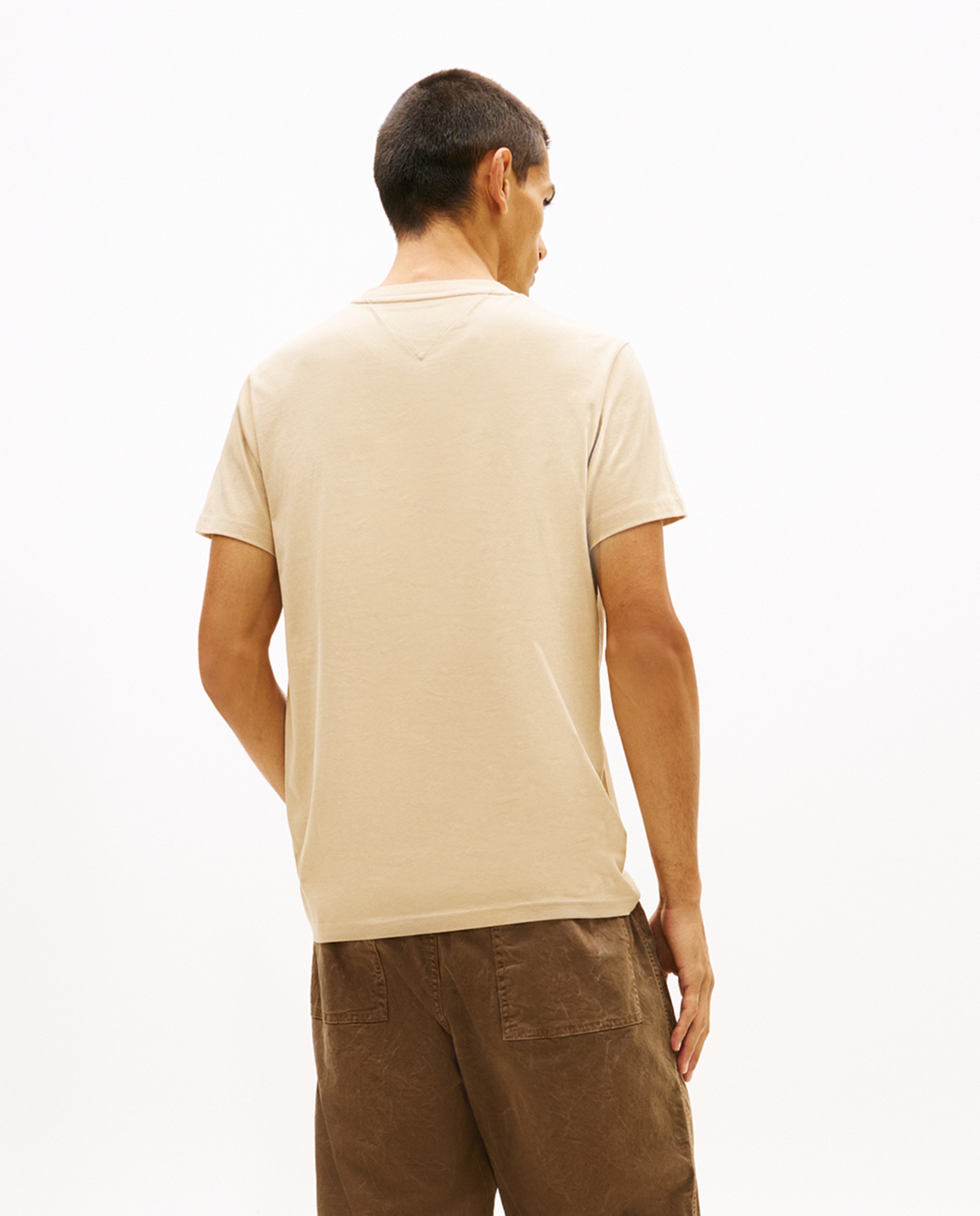 T-shirt Slim Fit com Manga Curta Bege-2