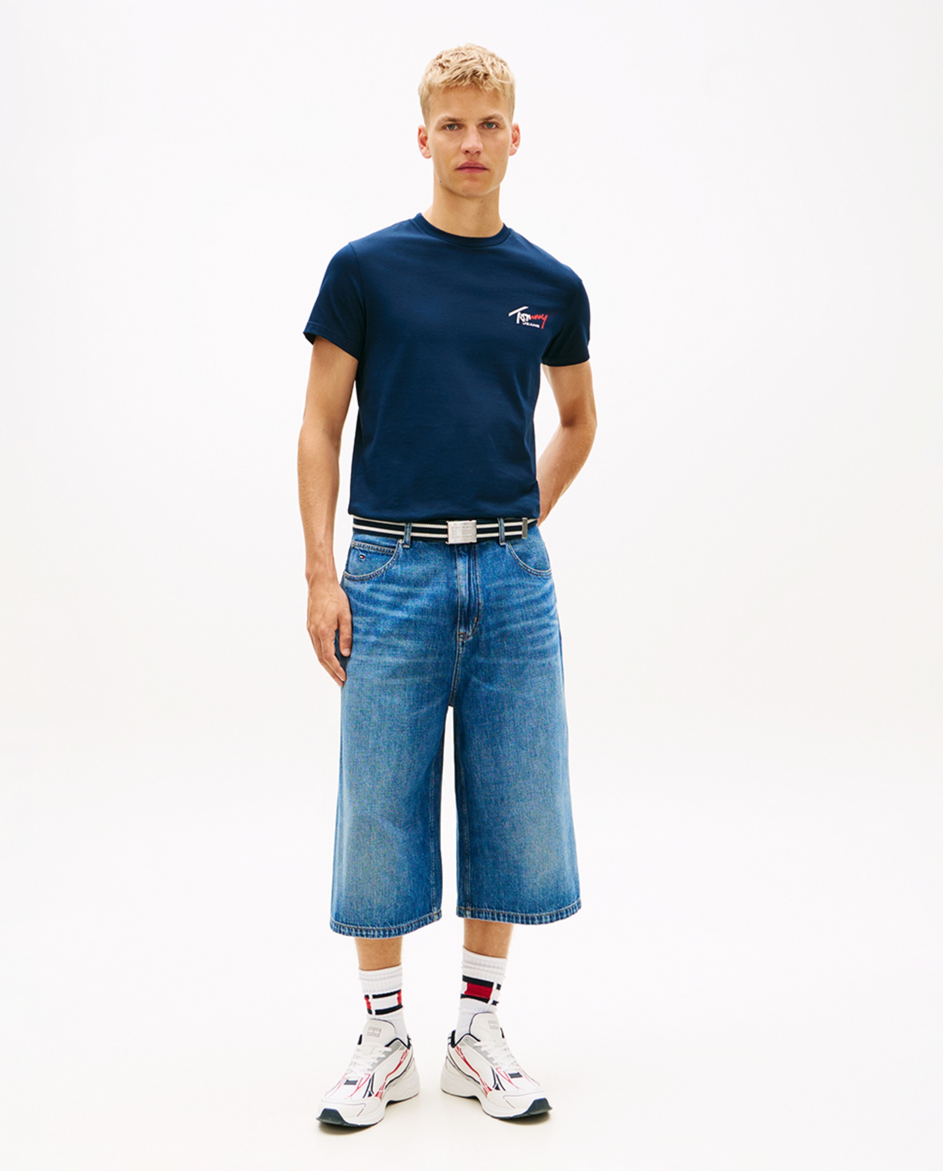 T-shirt Slim Fit com Manga Curta Azul-marinho-5