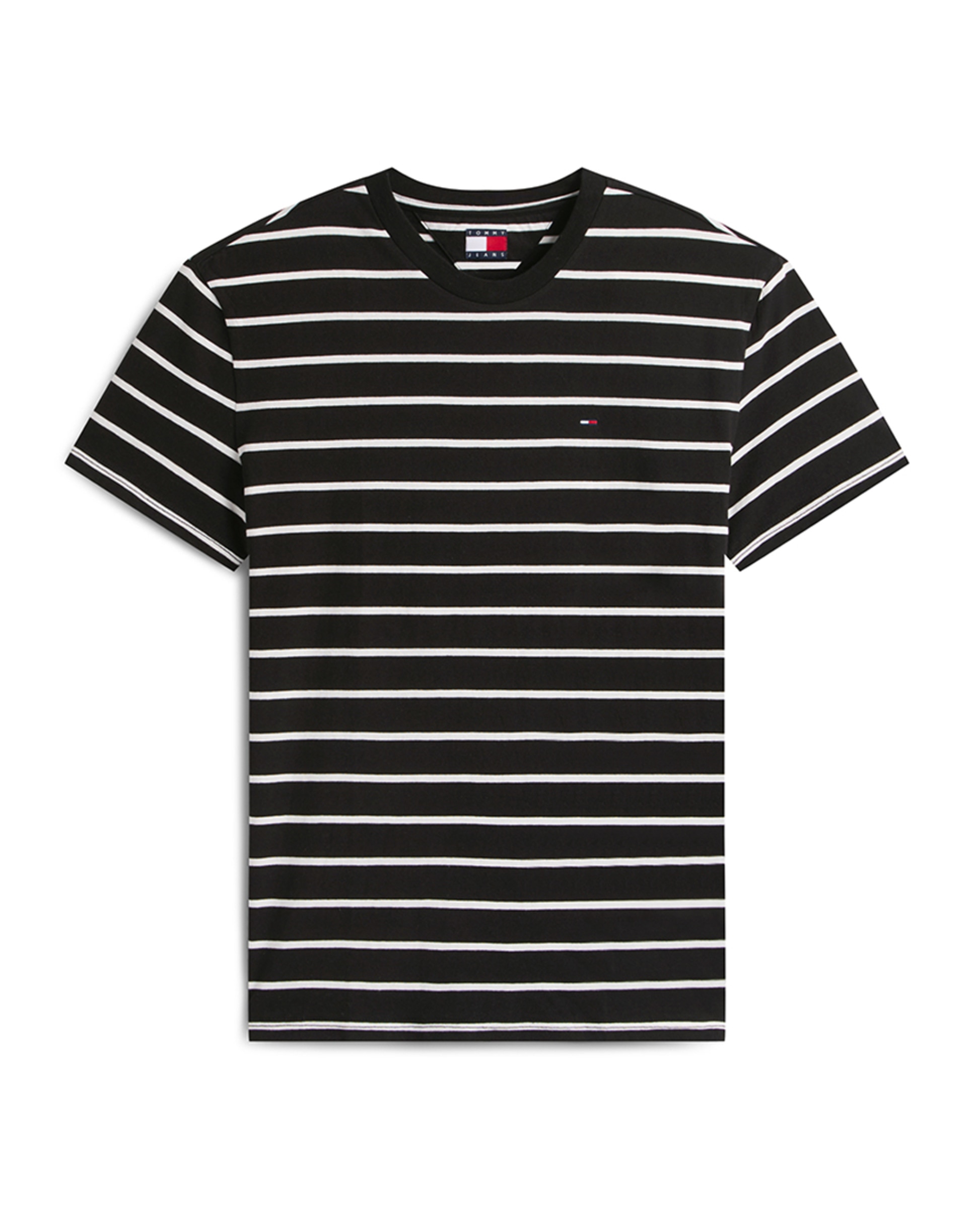 T-shirt Regular Fit às Riscas com Manga Curta Preto-4