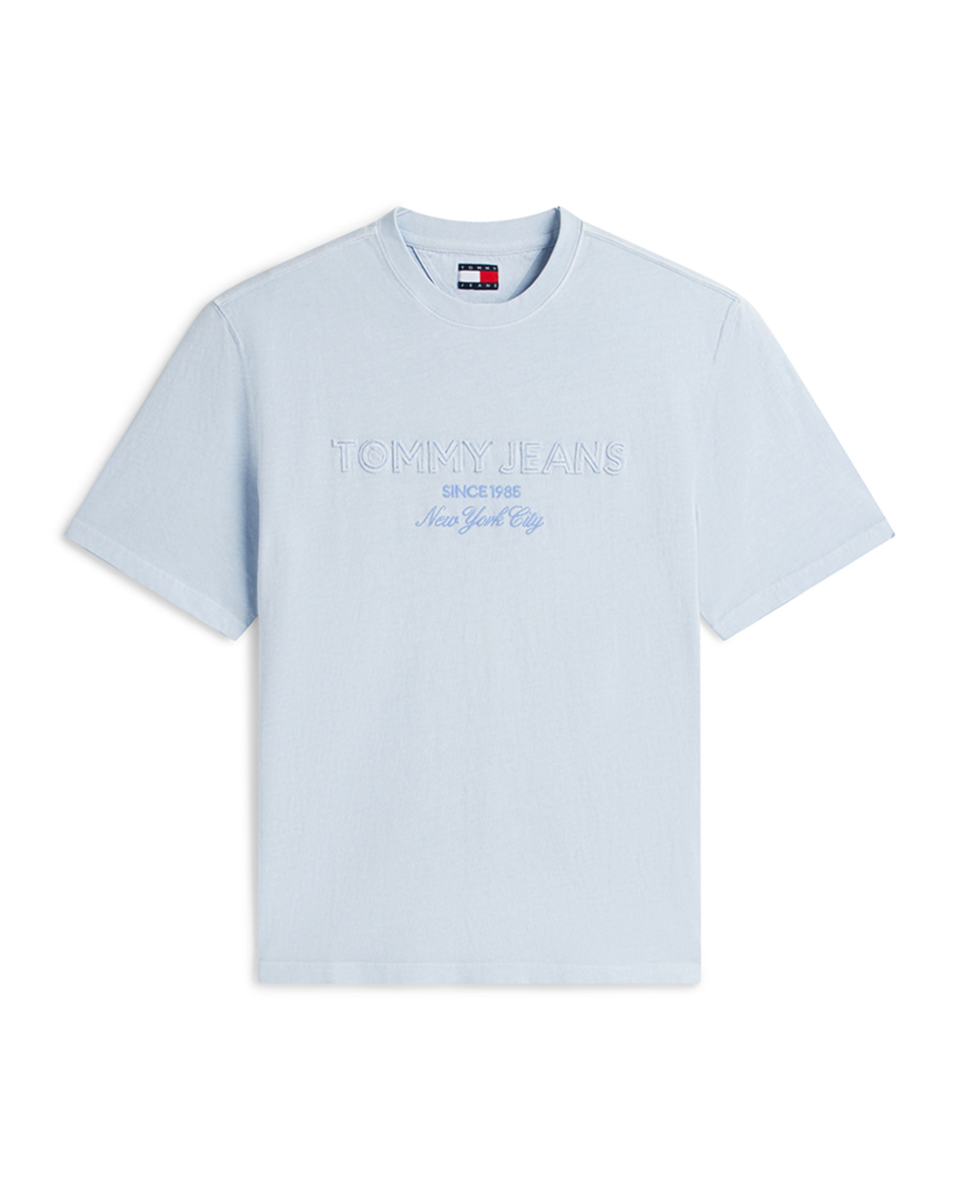 T-shirt 90s Fit com Manga Curta Azul-claro-4