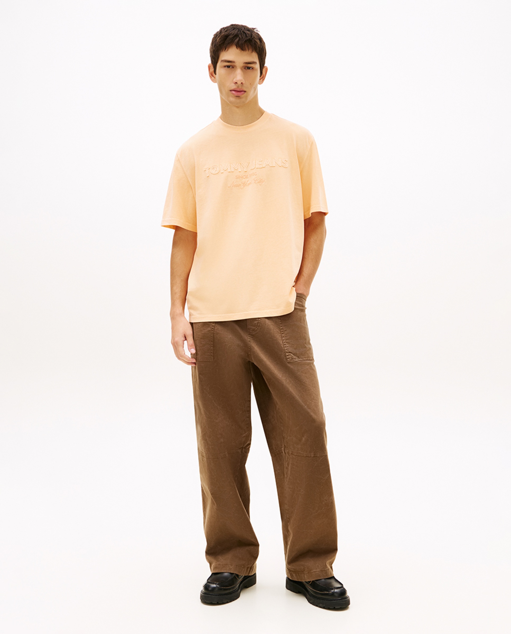 T-shirt 90s Fit com Manga Curta Laranja-5