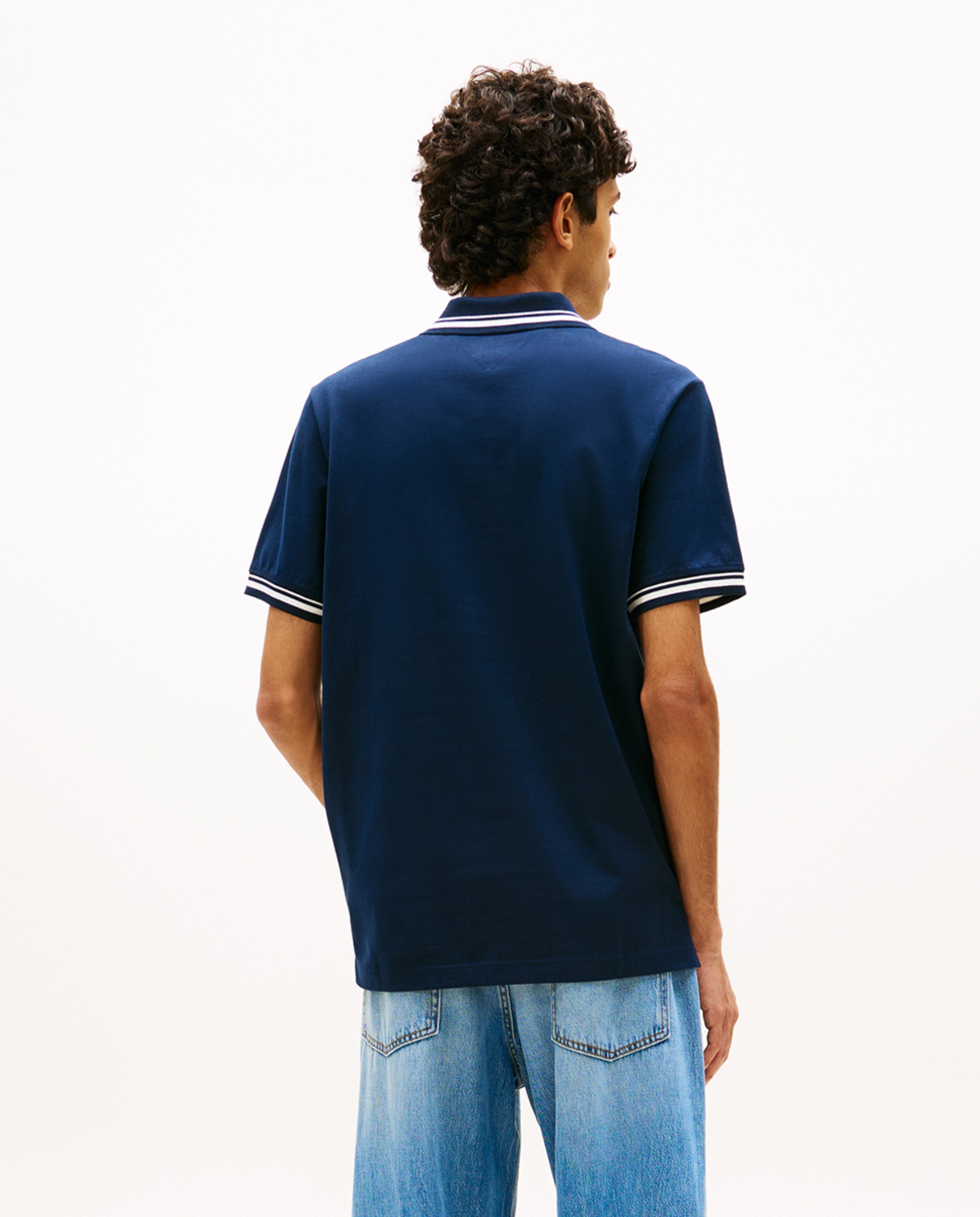 Pólo regular fit com manga curta Azul-marinho-2