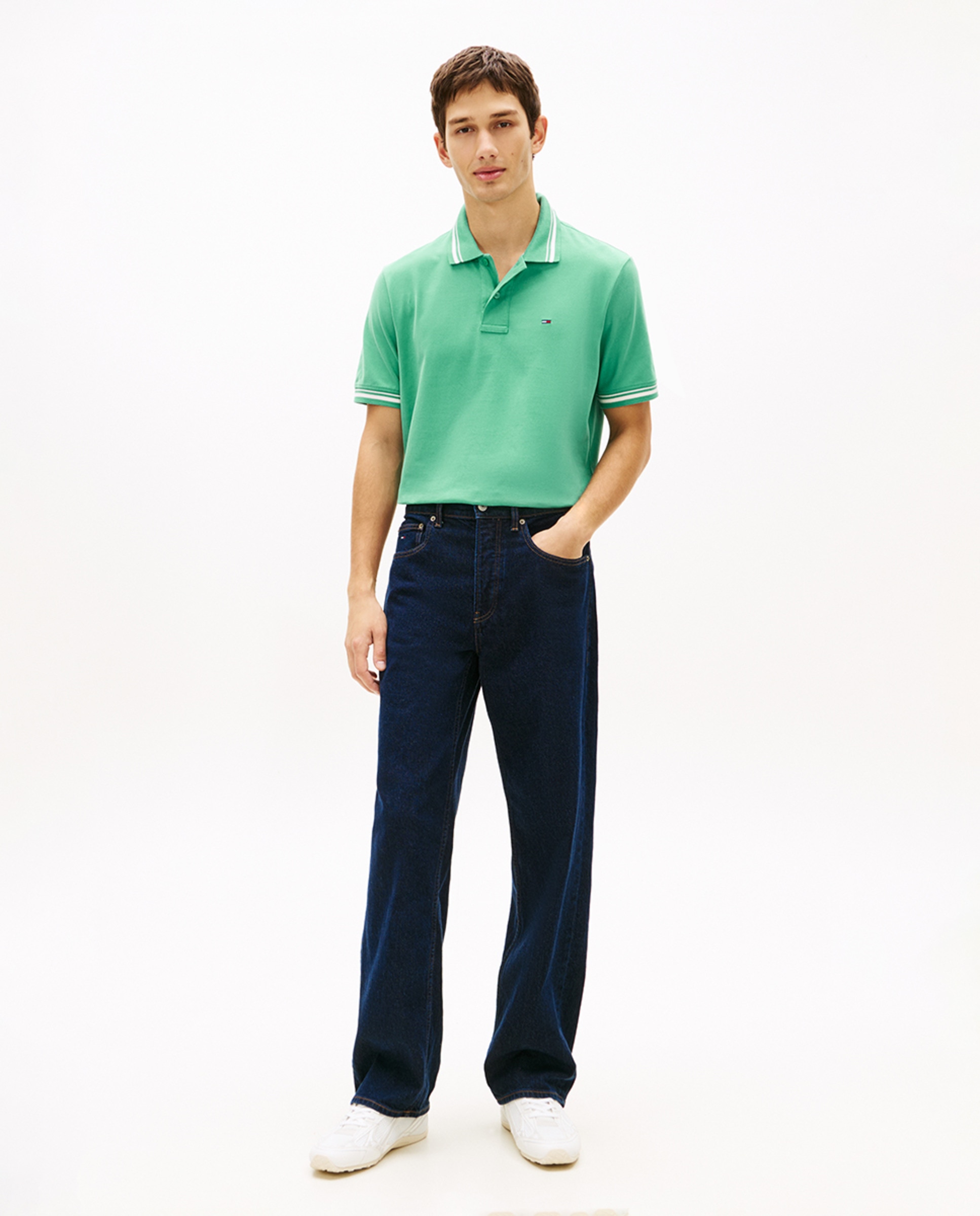 Pólo regular fit com manga curta Verde Água-5