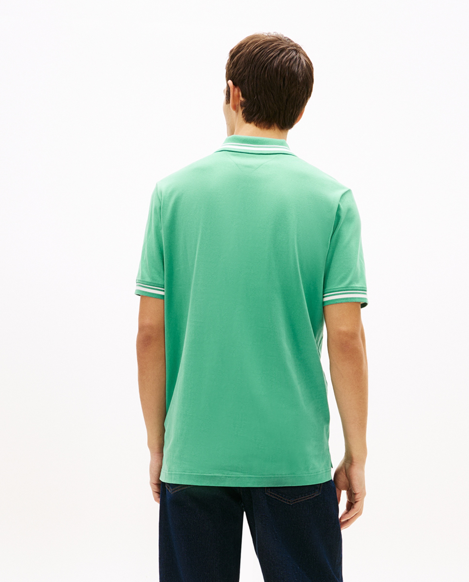Pólo regular fit com manga curta Verde Água-2