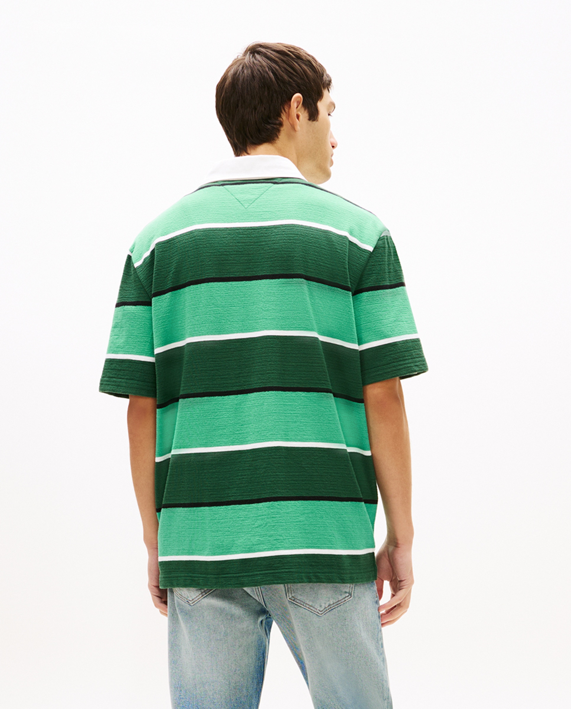 Polo Tipo Rugby Relaxed Fit com Manga Curta Verde-escuro-2