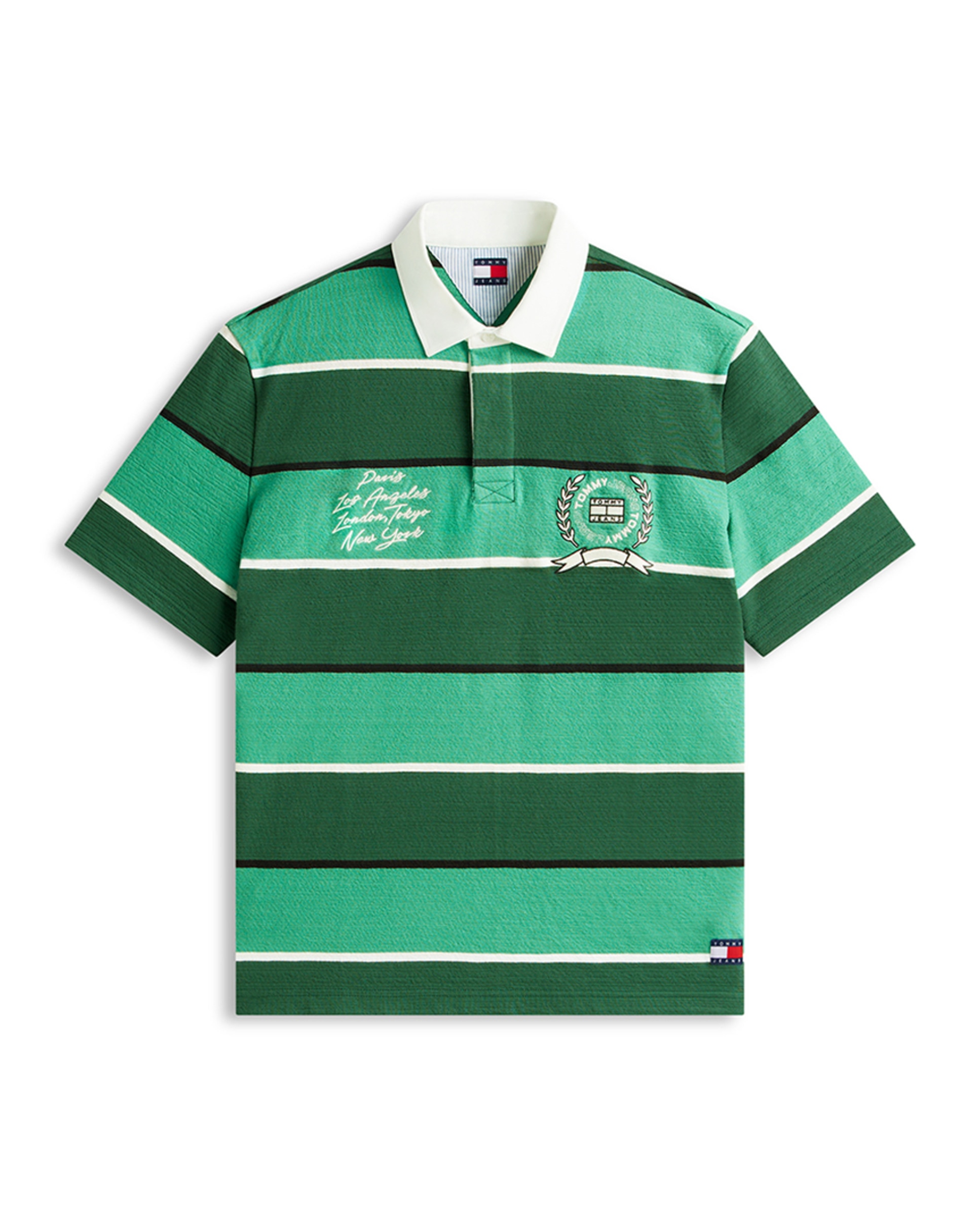 Polo Tipo Rugby Relaxed Fit com Manga Curta Verde-escuro-4