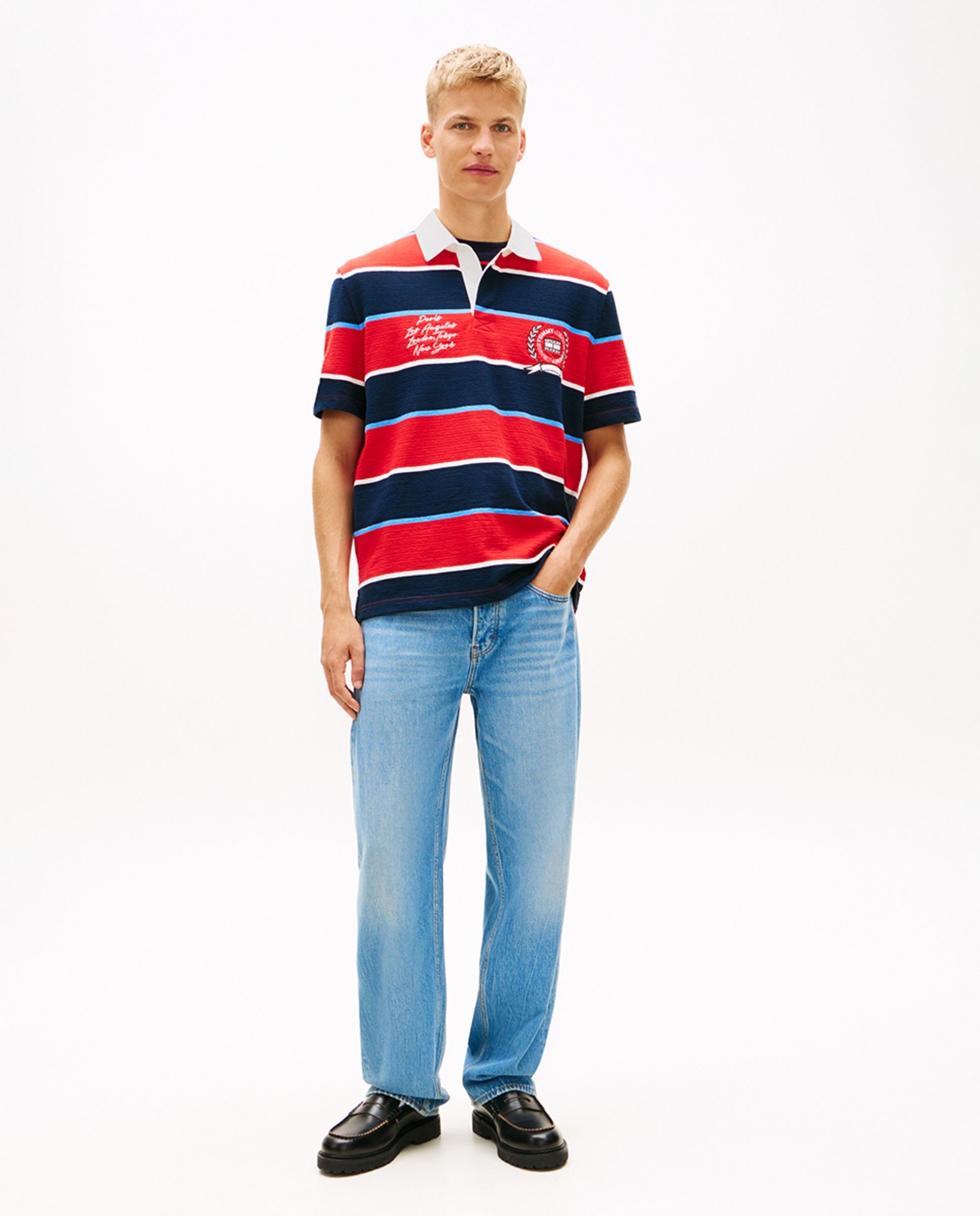 Polo Tipo Rugby Relaxed Fit com Manga Curta Vermelho-5