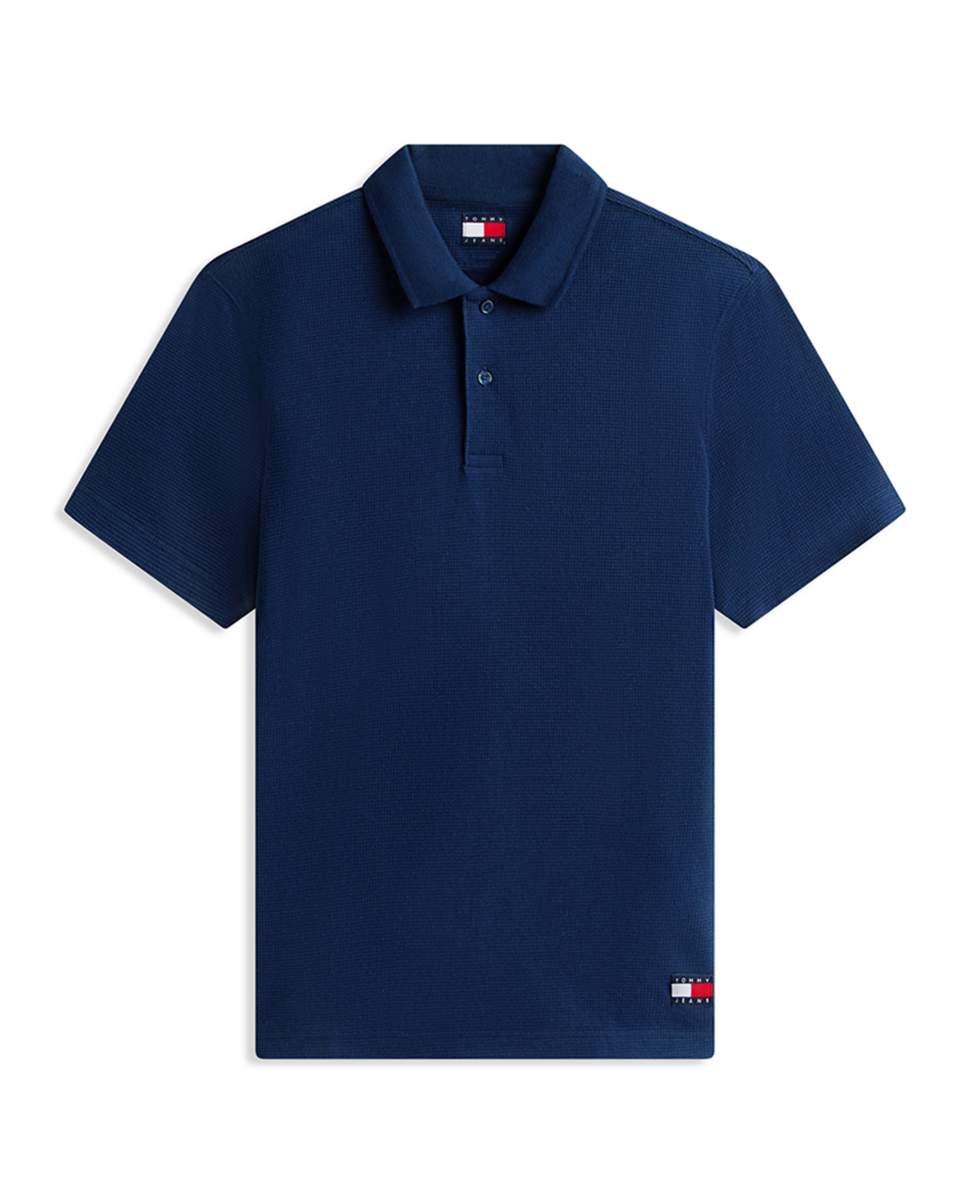 Polo Regular Fit em Tecido Gofrado Azul-marinho-4